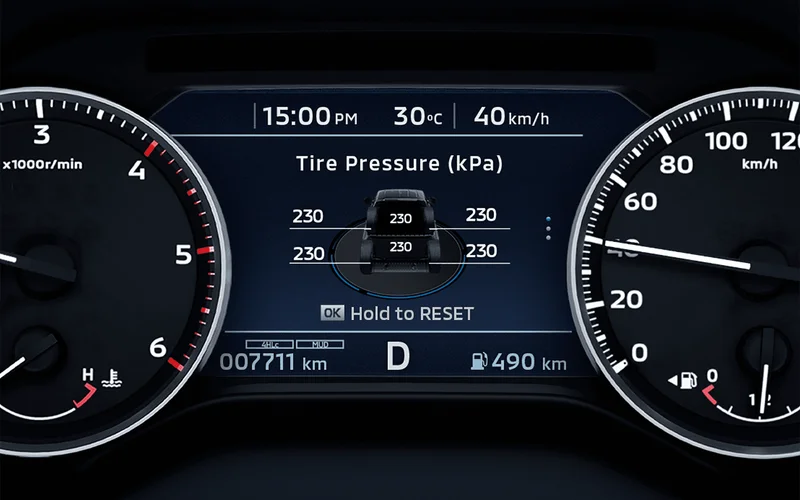 Hỗ trợ việc theo dõi áp suất lốp giúp đảm bảo an toàn khi vận hành.