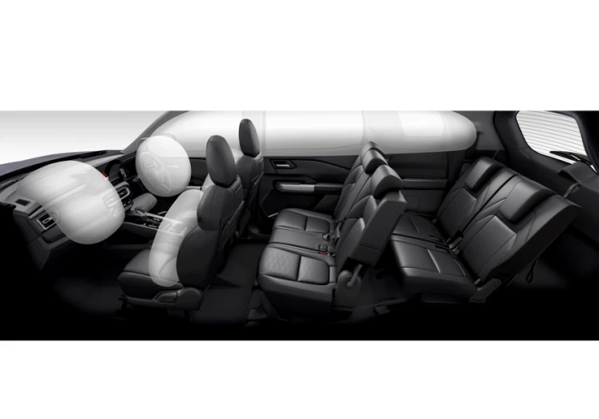 Minh họa hệ thống 6 túi khí SRS Mitsubishi Destinator 2025