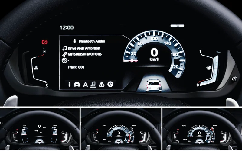 Cụm đồng hồ kỹ thuật số với màn hình LCD kích thước 8-inch, giúp người lái dễ quan sát các thông tin hiển thị cũng như cho phép tùy chỉnh các dạng hiển thị khác nhau tùy theo nhu cầu và sở thích của người dùng.