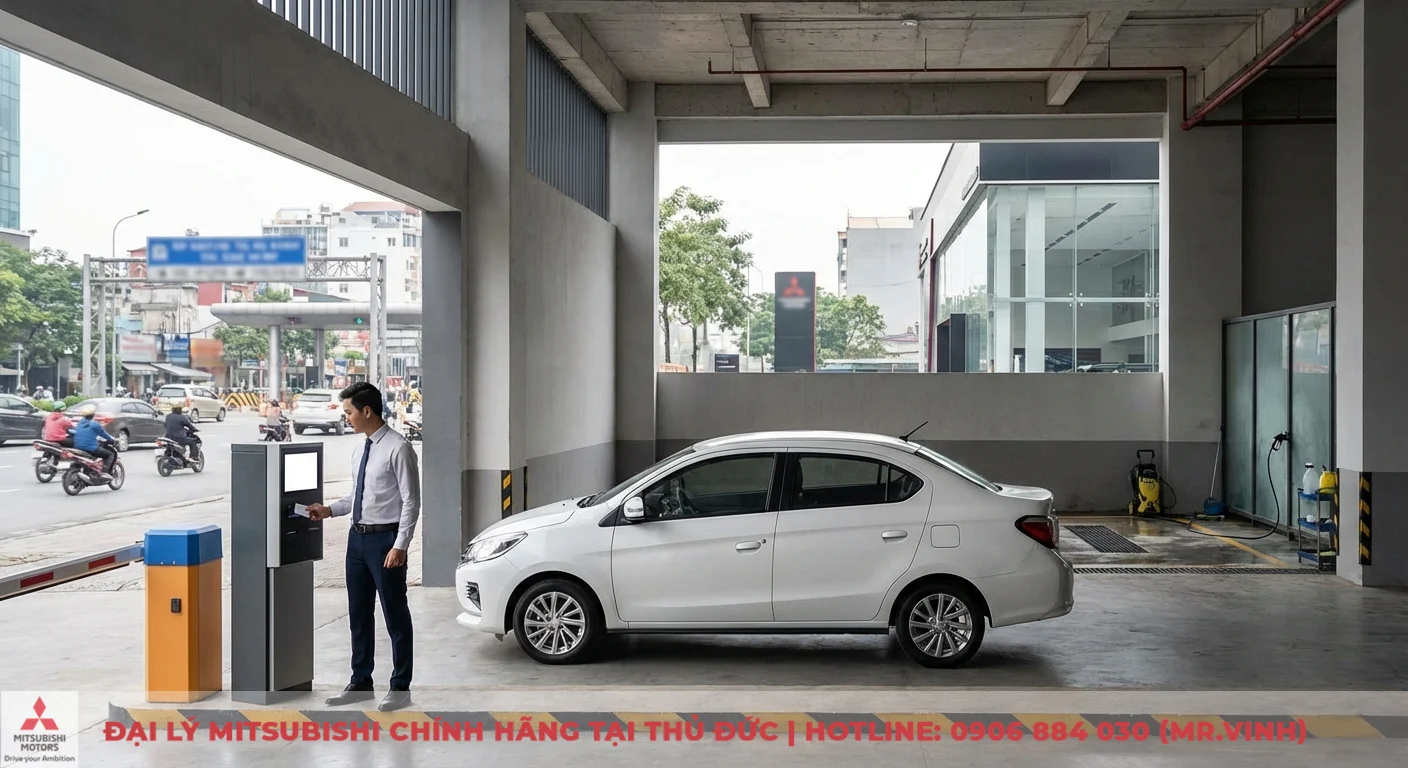 Chi phí nuôi Attrage 2026: Ước tính các khoản vận hành hàng tháng 4 Chi phí gửi xe và rửa xe cho Attrage 2026 tại bãi đậu xe, có trạm thanh toán và khu vệ sinh