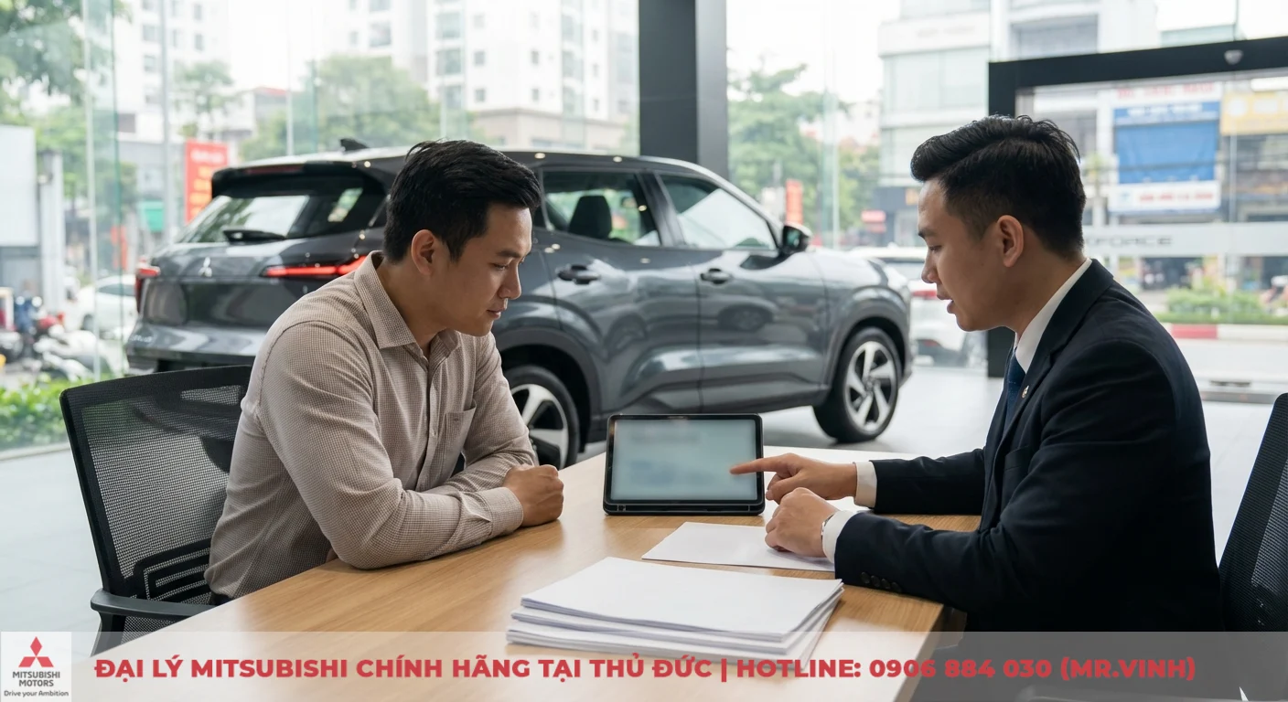 Tư vấn vi&ecirc;n hướng dẫn kh&aacute;ch h&agrave;ng dự ph&oacute;ng chi ph&iacute; nu&ocirc;i Xforce 2026 qua m&aacute;y t&iacute;nh bảng v&agrave; t&agrave;i liệu tại showroom