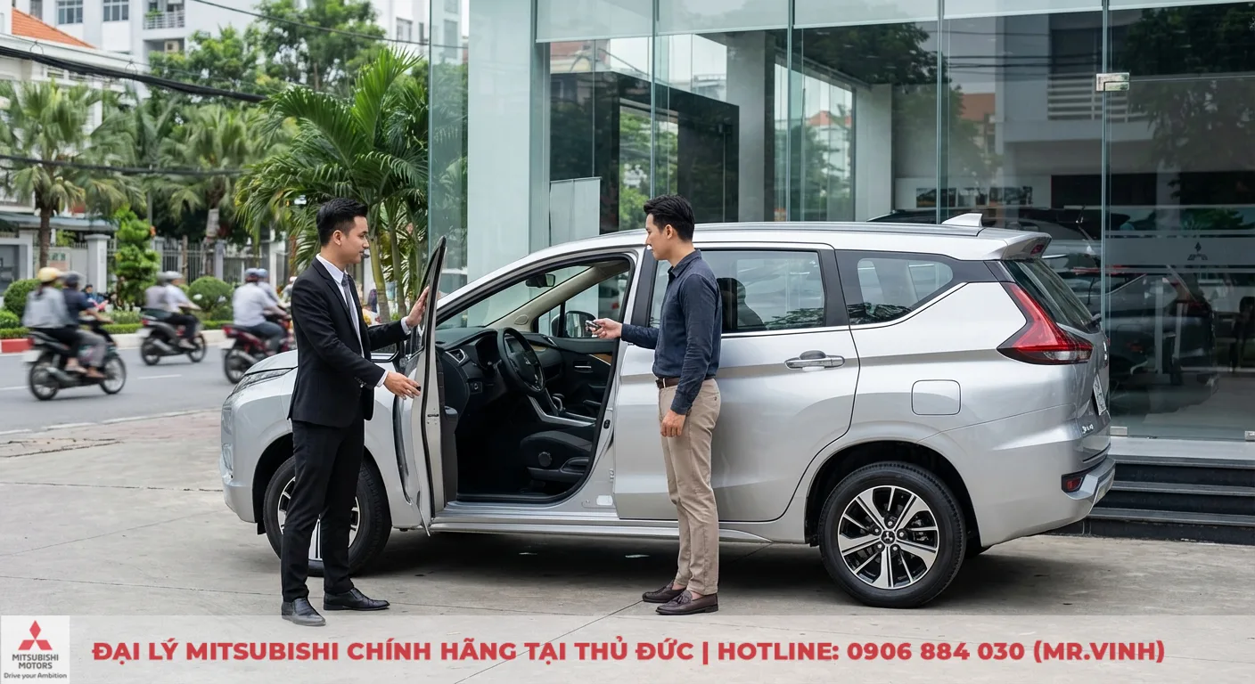 Đại lý Xpander 2026 Thủ Đức: Báo giá, lái thử & khuyến mãi 3 Khách hàng nhận chìa khóa Xpander 2026 từ tư vấn viên, sẵn sàng trải nghiệm lái thử miễn phí tại showroom