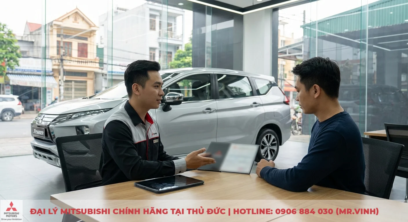 Chuy&ecirc;n vi&ecirc;n Mitsubishi Saigon 3S tư vấn th&ocirc;ng tin chi tiết v&agrave; b&aacute;o gi&aacute; Xpander 2026 cho kh&aacute;ch h&agrave;ng tại đại l&yacute; TP.HCM