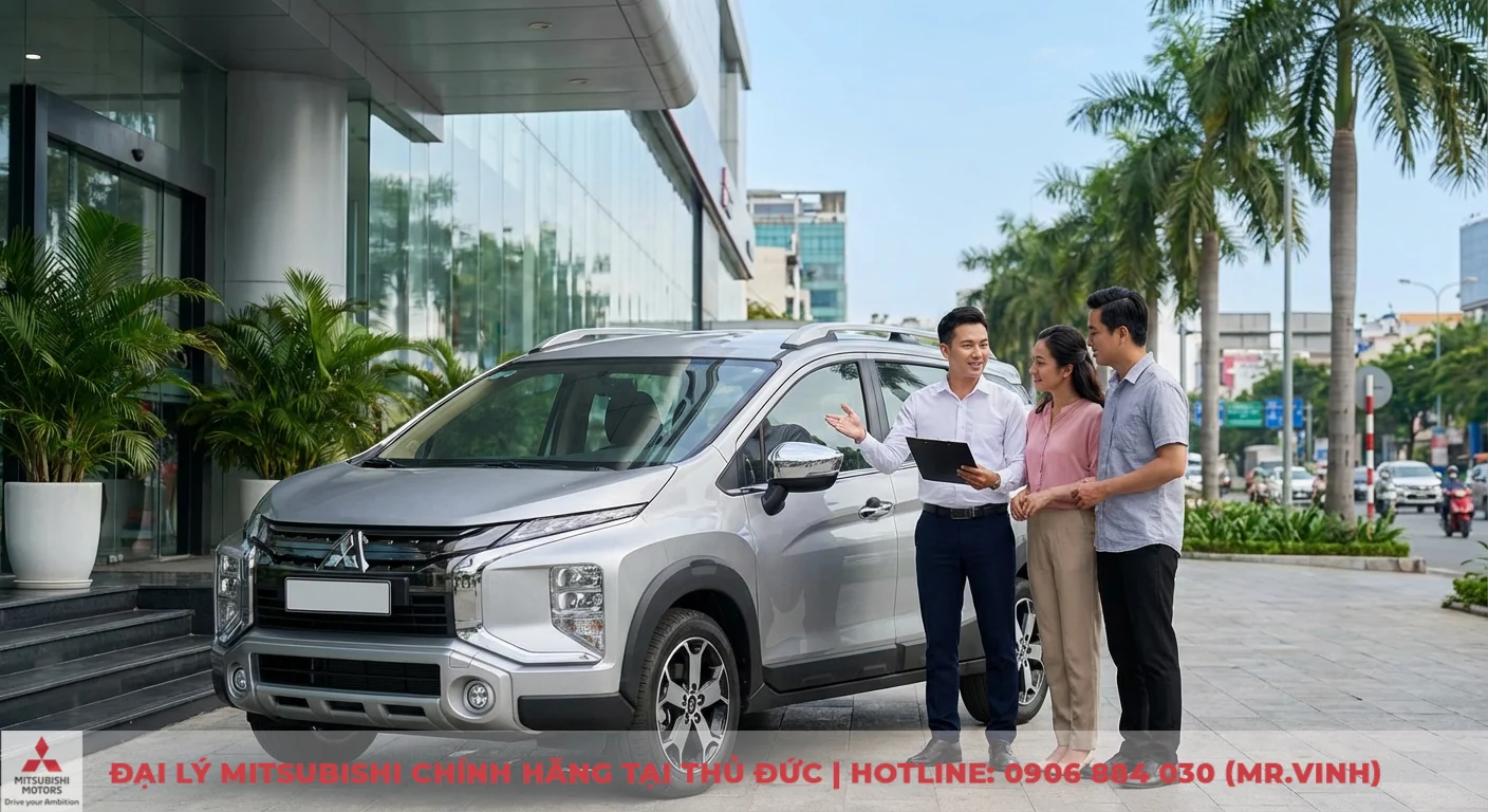 Chuy&ecirc;n vi&ecirc;n Mitsubishi Saigon 3S hướng dẫn kh&aacute;ch h&agrave;ng đăng k&yacute; l&aacute;i thử Xpander Cross