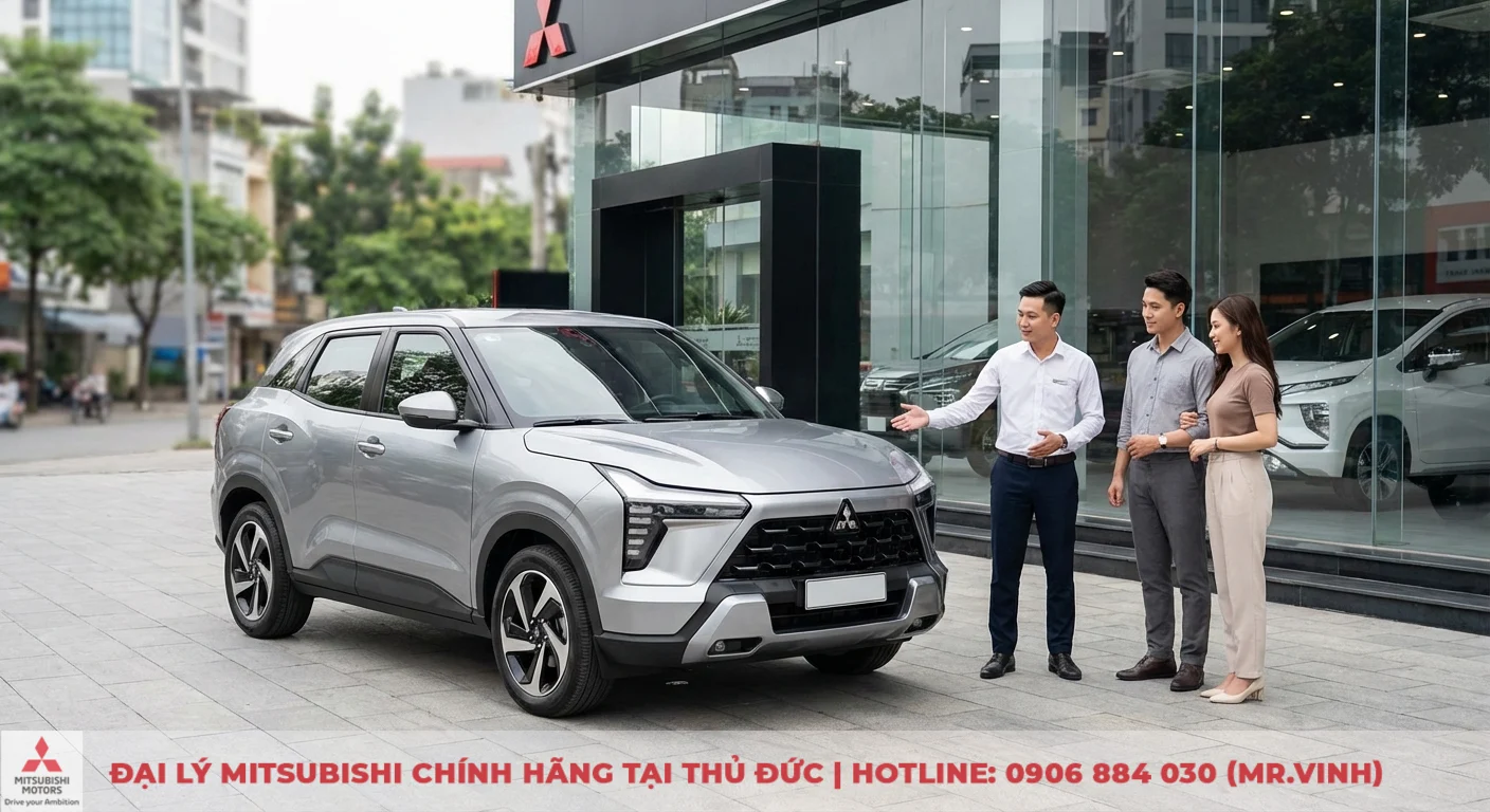 Mitsubishi Xforce 2026: Đánh giá chuyên sâu nội ngoại thất & vận hành 7 Mitsubishi Xforce 2026 SUV đô thị được nhân viên giới thiệu cho khách hàng tiềm năng tại đại lý