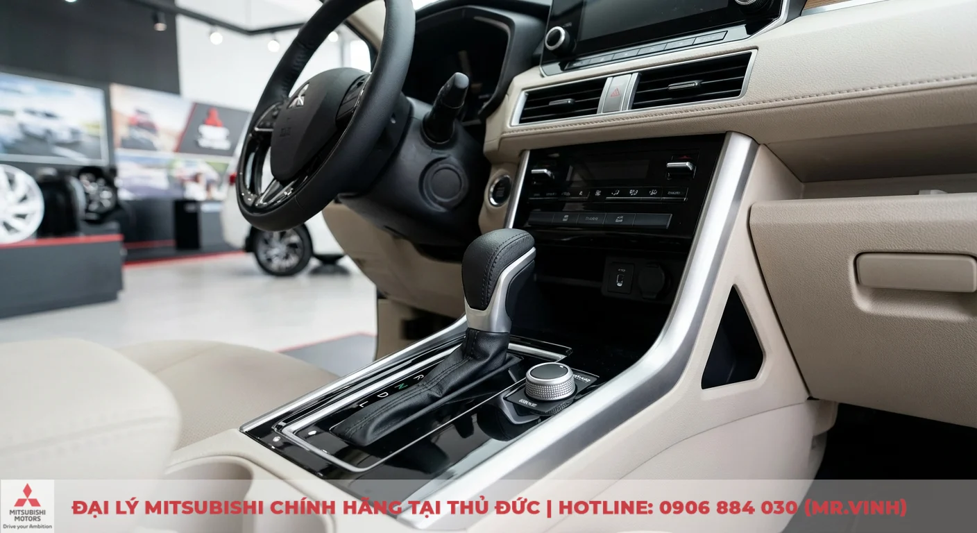 Hộp số tự động CVT hiện đại c&ugrave;ng cần số v&agrave; c&aacute;c n&uacute;t điều khiển c&ocirc;ng nghệ mới tr&ecirc;n Xpander 2026