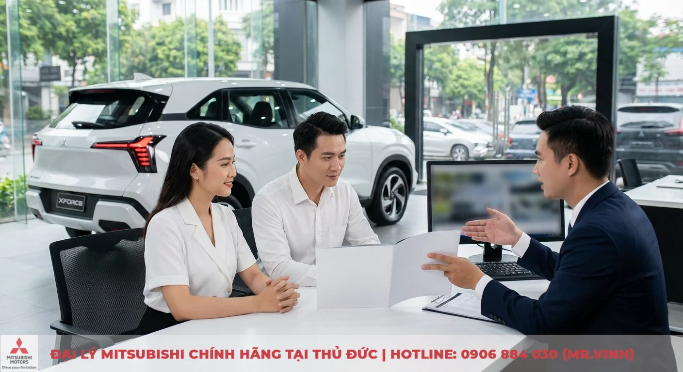 Khách hàng được tư vấn chi tiết về giá và các phiên bản Mitsubishi Xforce 2026 tại đại lý