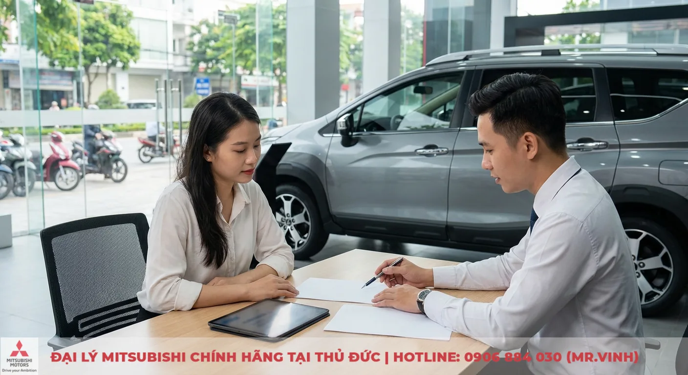 Kh&aacute;ch h&agrave;ng xem x&eacute;t b&aacute;o gi&aacute; ni&ecirc;m yết v&agrave; hợp đồng mua Mitsubishi Xpander Cross 2026 tại đại l&yacute;