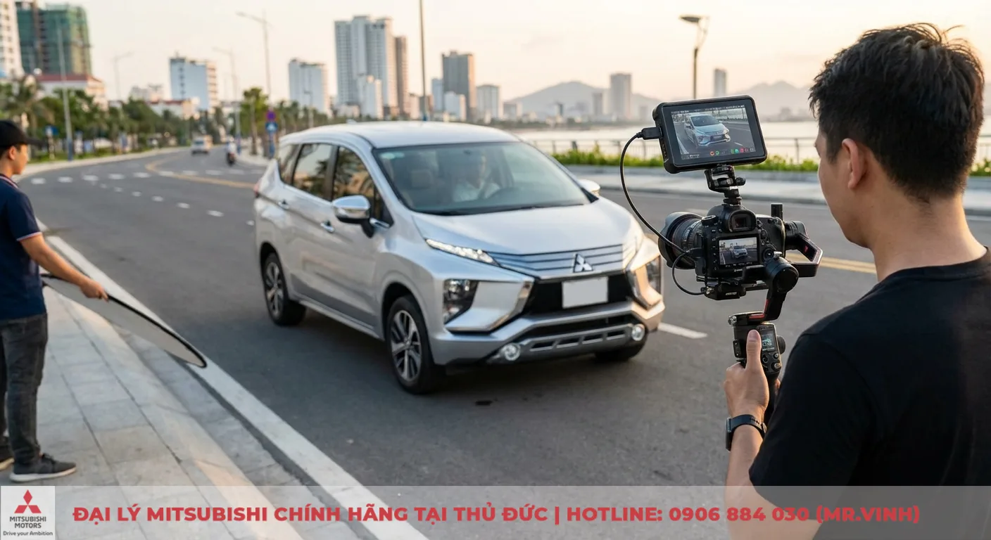 Hình ảnh Xpander 2026: Khám phá thiết kế, nội thất và video 3 Xpander 2026 màu bạc được quay video trải nghiệm thực tế trên đường phục vụ đánh giá chi tiết