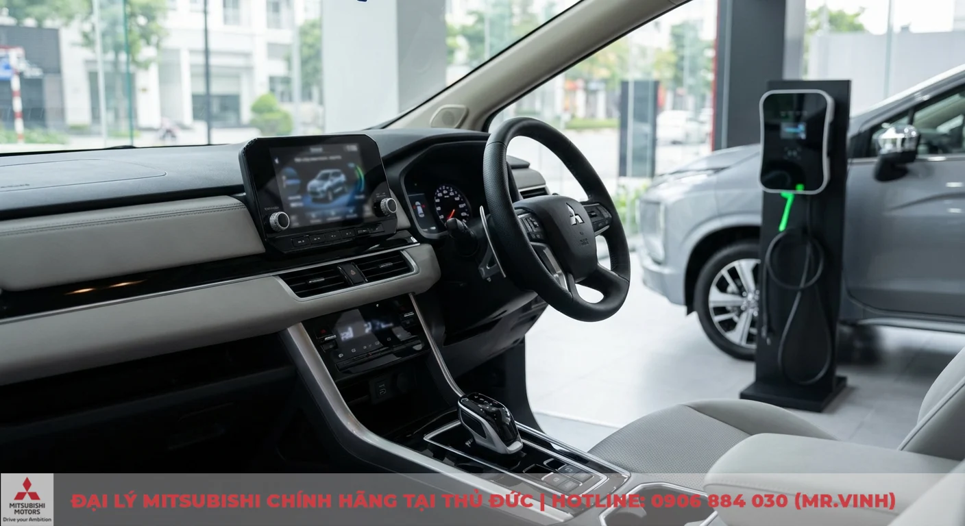 Hình ảnh Xpander 2026: Khám phá thiết kế, nội thất và video 4 Nội thất hiện đại của Xpander 2026 với màn hình giải trí và trạm sạc xe điện gợi mở công nghệ hybrid