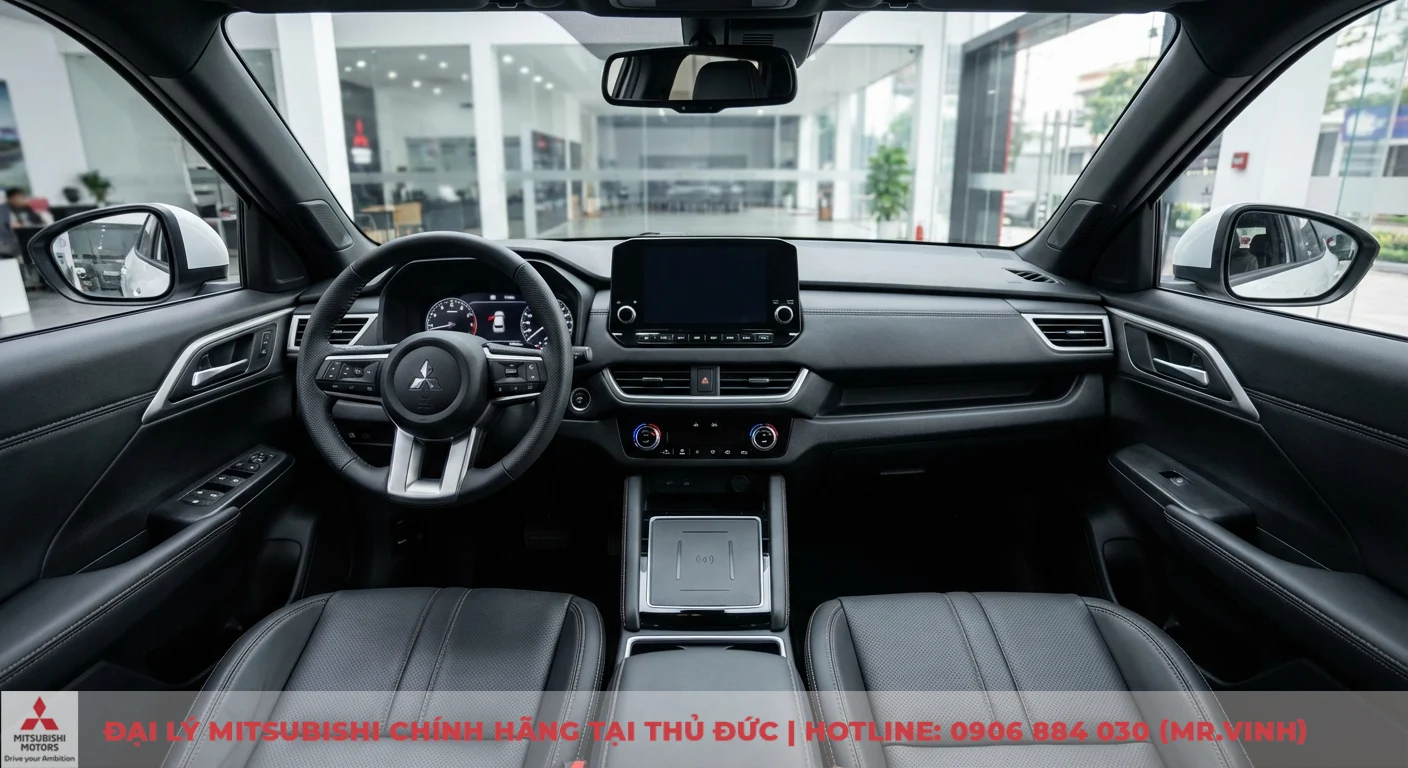 Nội thất Xforce hiện đại hiển thị c&aacute;c trang bị v&agrave; tiện nghi kh&aacute;c biệt như m&agrave;n h&igrave;nh giải tr&iacute; lớn, sạc kh&ocirc;ng d&acirc;y