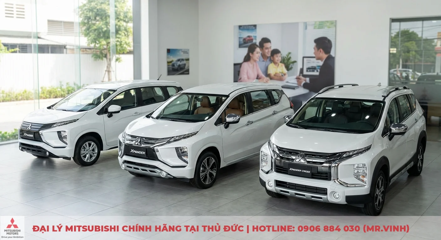 C&aacute;c phi&ecirc;n bản Mitsubishi Xpander m&agrave;u trắng như ti&ecirc;u chuẩn, Premium v&agrave; Cross trưng b&agrave;y, l&agrave;m nổi bật điểm kh&aacute;c biệt ngoại thất
