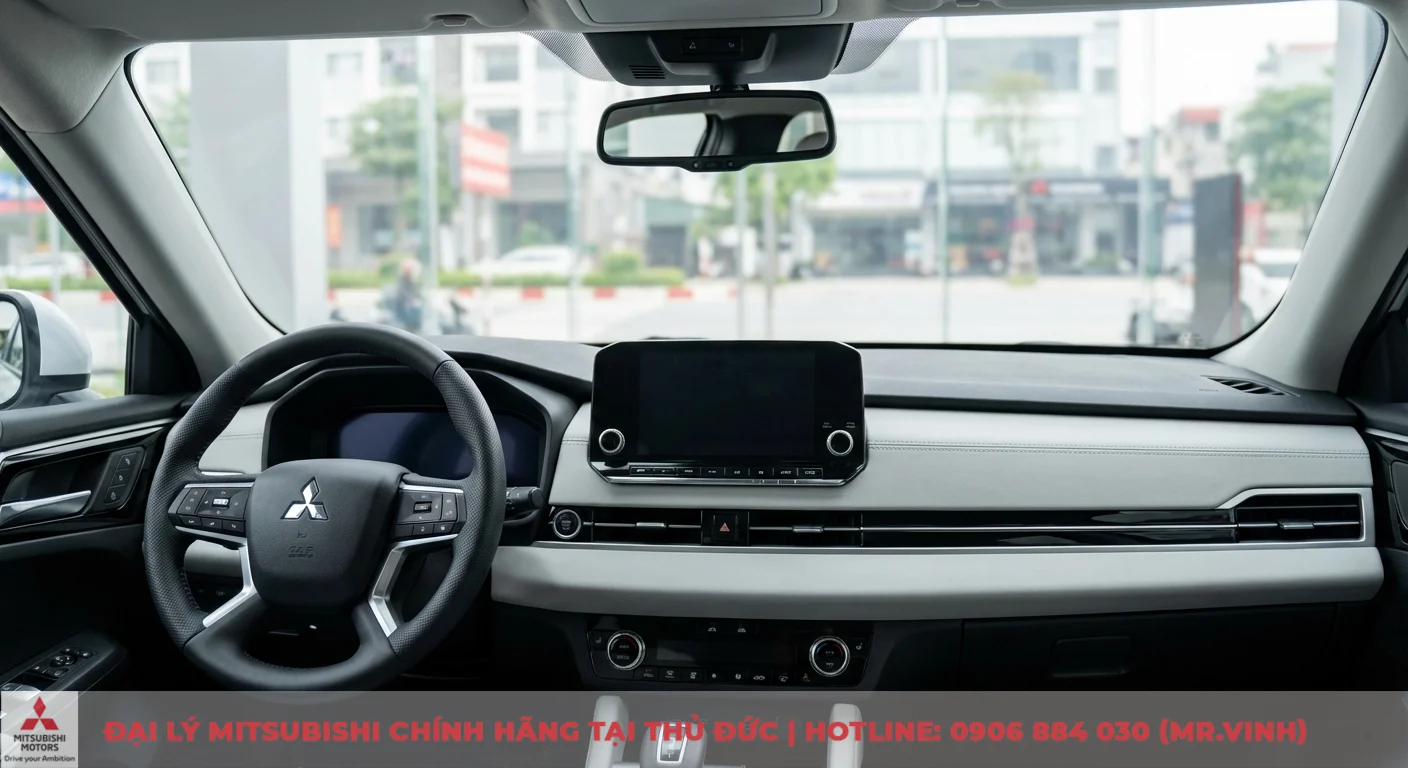 Cập nhật thông số Xpander Cross 2026: Kích thước, động cơ chi tiết 3 Nội thất hiện đại của Xpander Cross 2026 với màn hình giải trí lớn và vô lăng tích hợp công nghệ an toàn ADAS