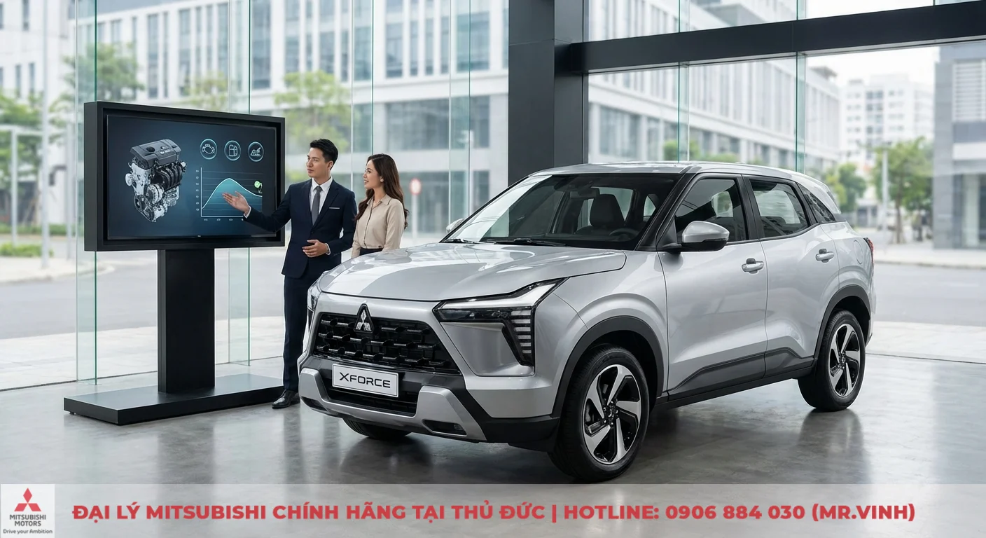 Mitsubishi Xforce 2026 được chuy&ecirc;n vi&ecirc;n ph&acirc;n t&iacute;ch c&ocirc;ng nghệ động cơ v&agrave; khả năng tiết kiệm nhi&ecirc;n liệu