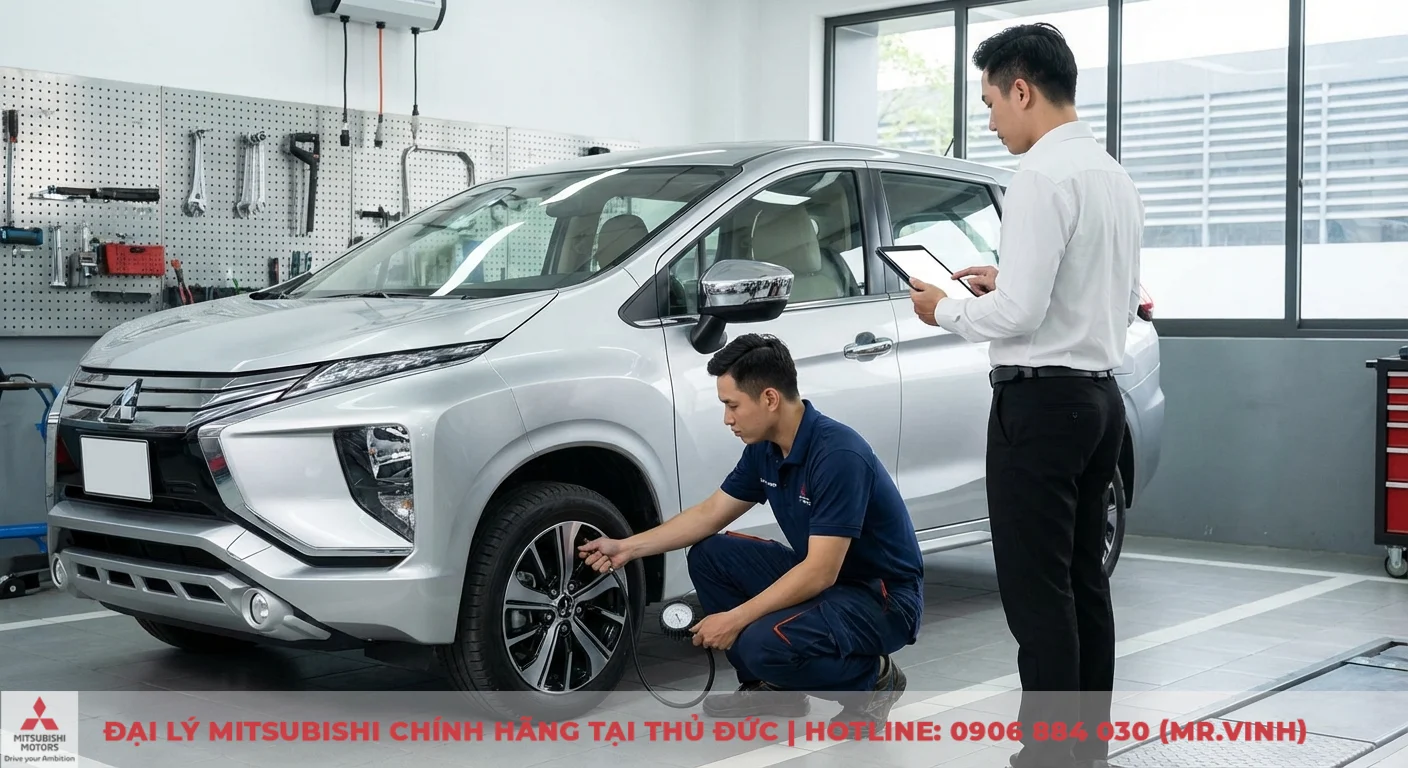 Bảo dưỡng v&agrave; kiểm tra &aacute;p suất lốp Mitsubishi Xpander 2026 định kỳ gi&uacute;p xe vận h&agrave;nh tiết kiệm nhi&ecirc;n liệu