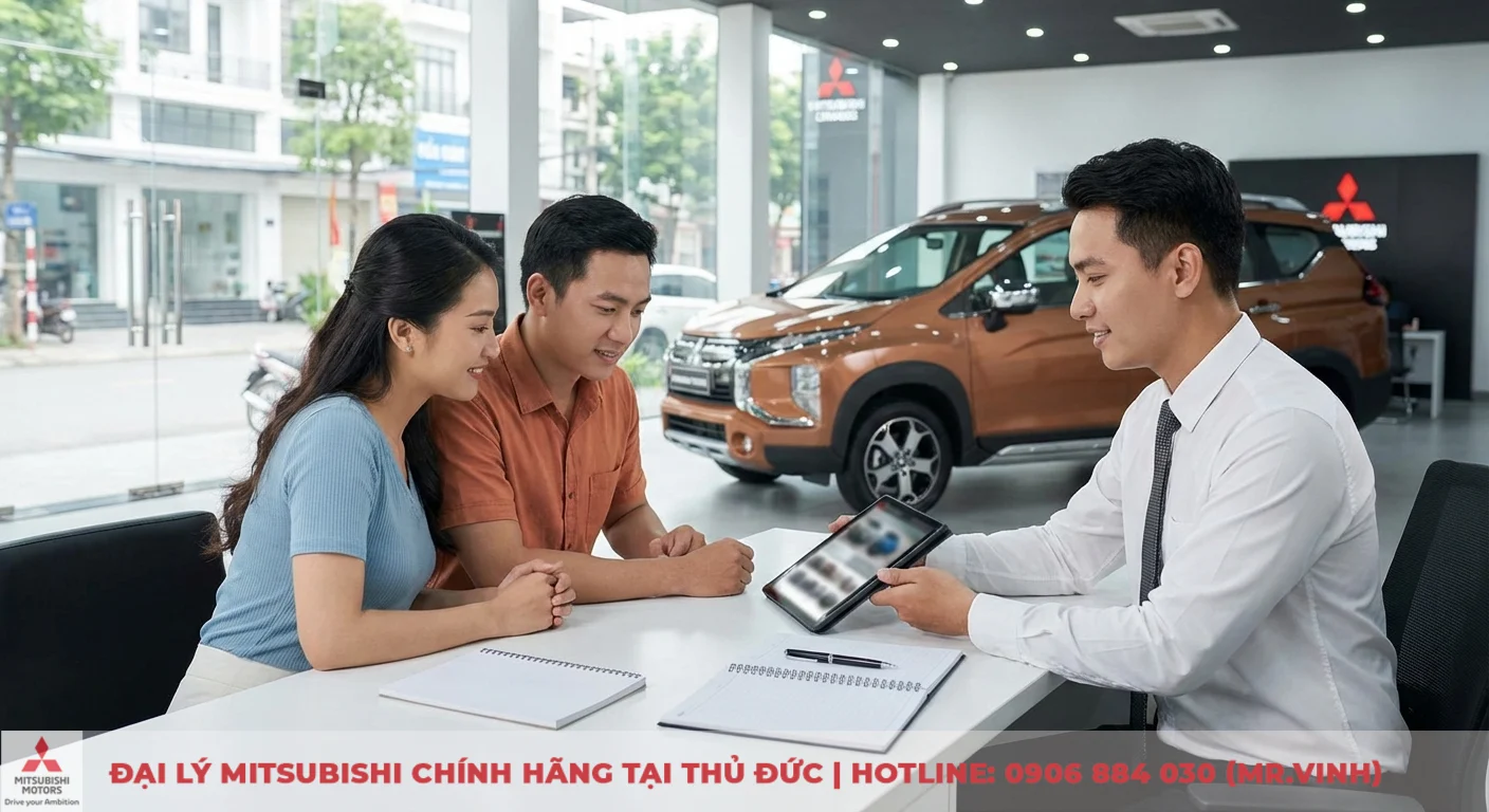Vận hành Xpander Cross 2026: Cập nhật cảm giác lái và độ êm ái 4 Khách hàng tiềm năng nhận tư vấn thông tin Xpander Cross 2026 từ nhân viên bán hàng Mitsubishi tại showroom Thủ Đức, TP.HCM