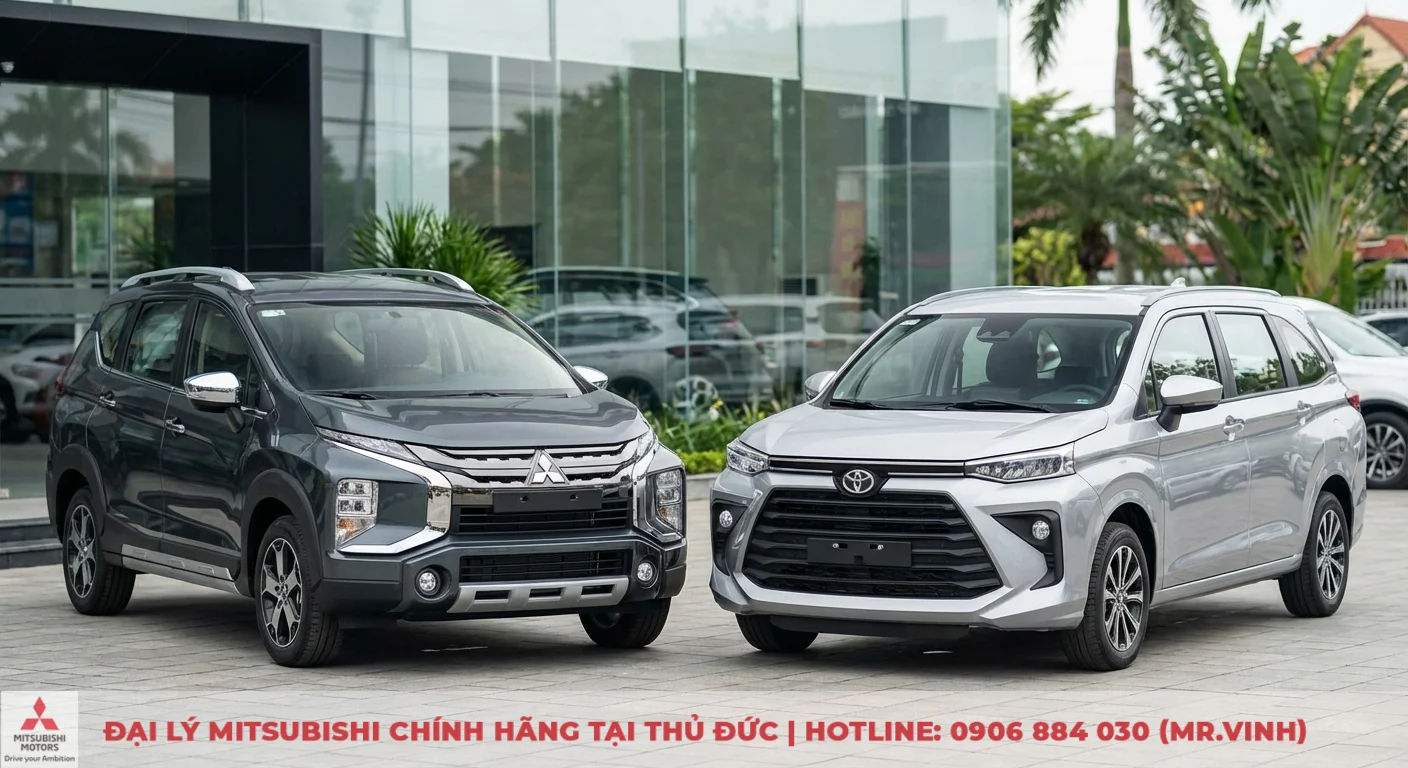 So s&aacute;nh thiết kế ngoại thất Mitsubishi Xpander năng động, g&oacute;c cạnh v&agrave; Toyota Veloz Cross thanh lịch, hiện đại