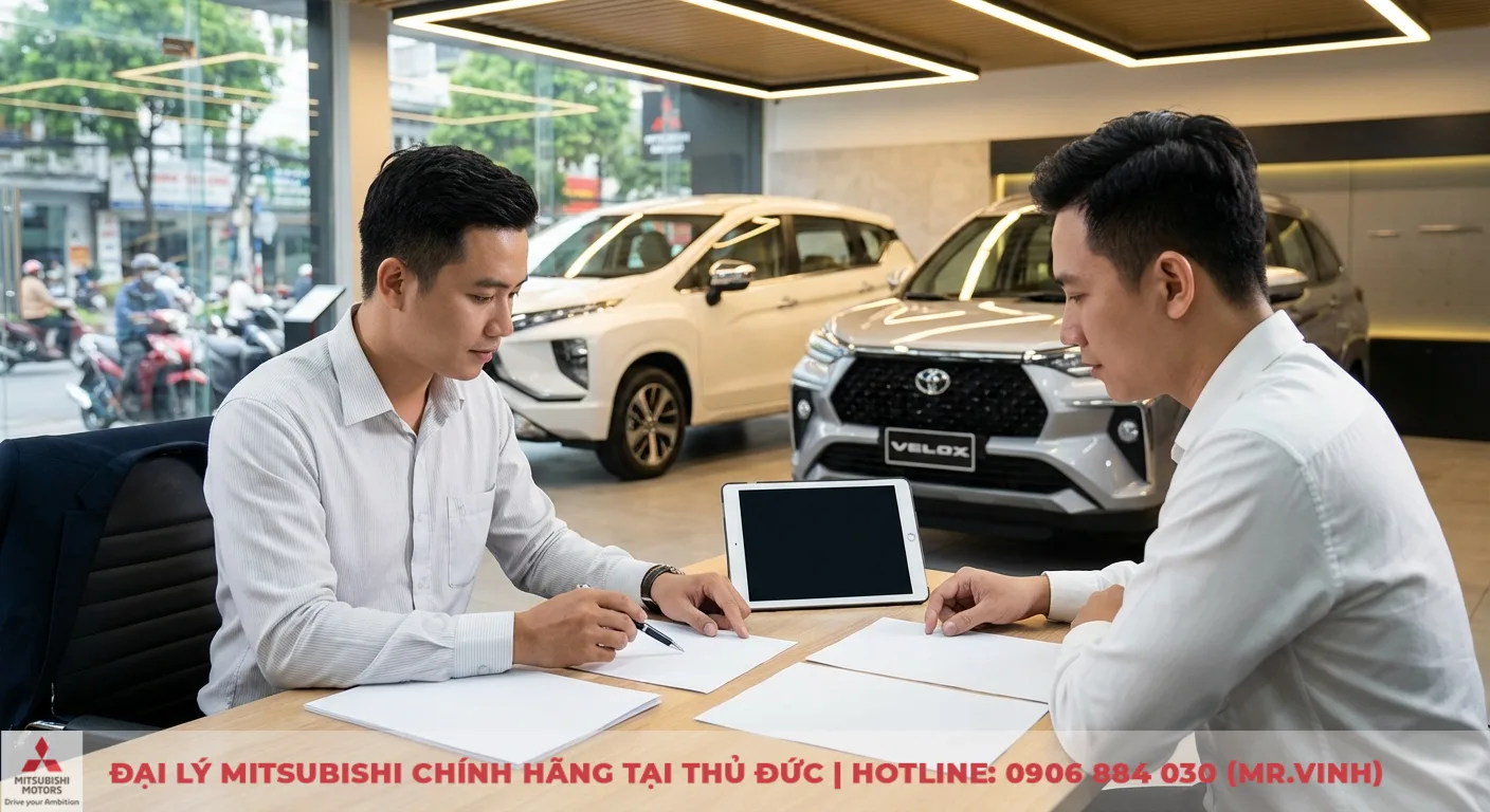 Thảo luận chi ph&iacute; sở hữu v&agrave; lăn b&aacute;nh Xpander 2026 v&agrave; Veloz Cross với giấy tờ tại đại l&yacute;