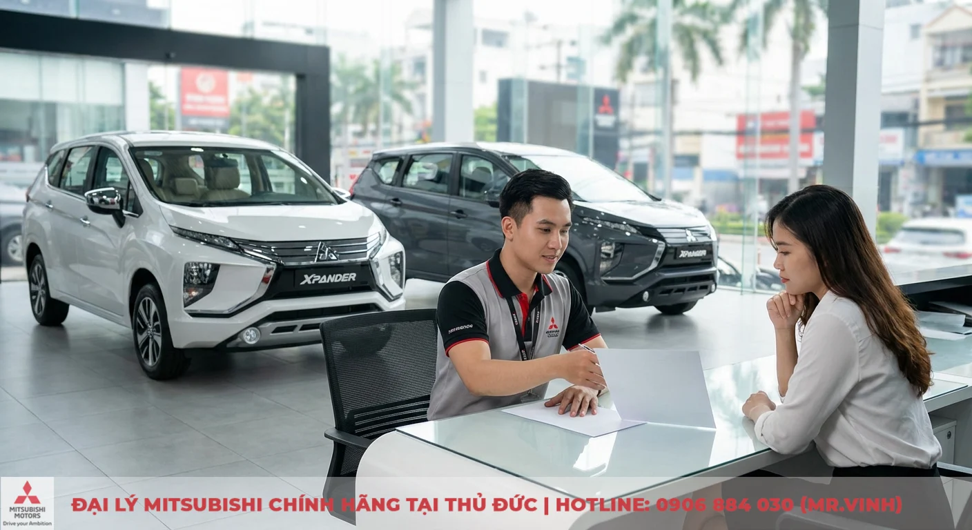 Tư vấn vi&ecirc;n Mitsubishi Saigon 3S hỗ trợ kh&aacute;ch h&agrave;ng t&igrave;m hiểu v&agrave; đưa ra quyết định mua xe Xpander th&ocirc;ng minh