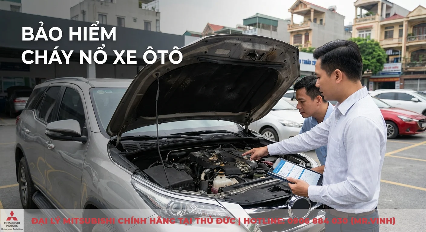 Bảo hiểm cháy nổ xe ô tô: Phạm vi, hồ sơ, quy trình bồi thường 1 Bảo hiểm cháy nổ xe ô tô chi trả thiệt hại vật chất, như động cơ xe bị hư hại do cháy, đang được chuyên viên kiểm tra bằng máy tính bảng