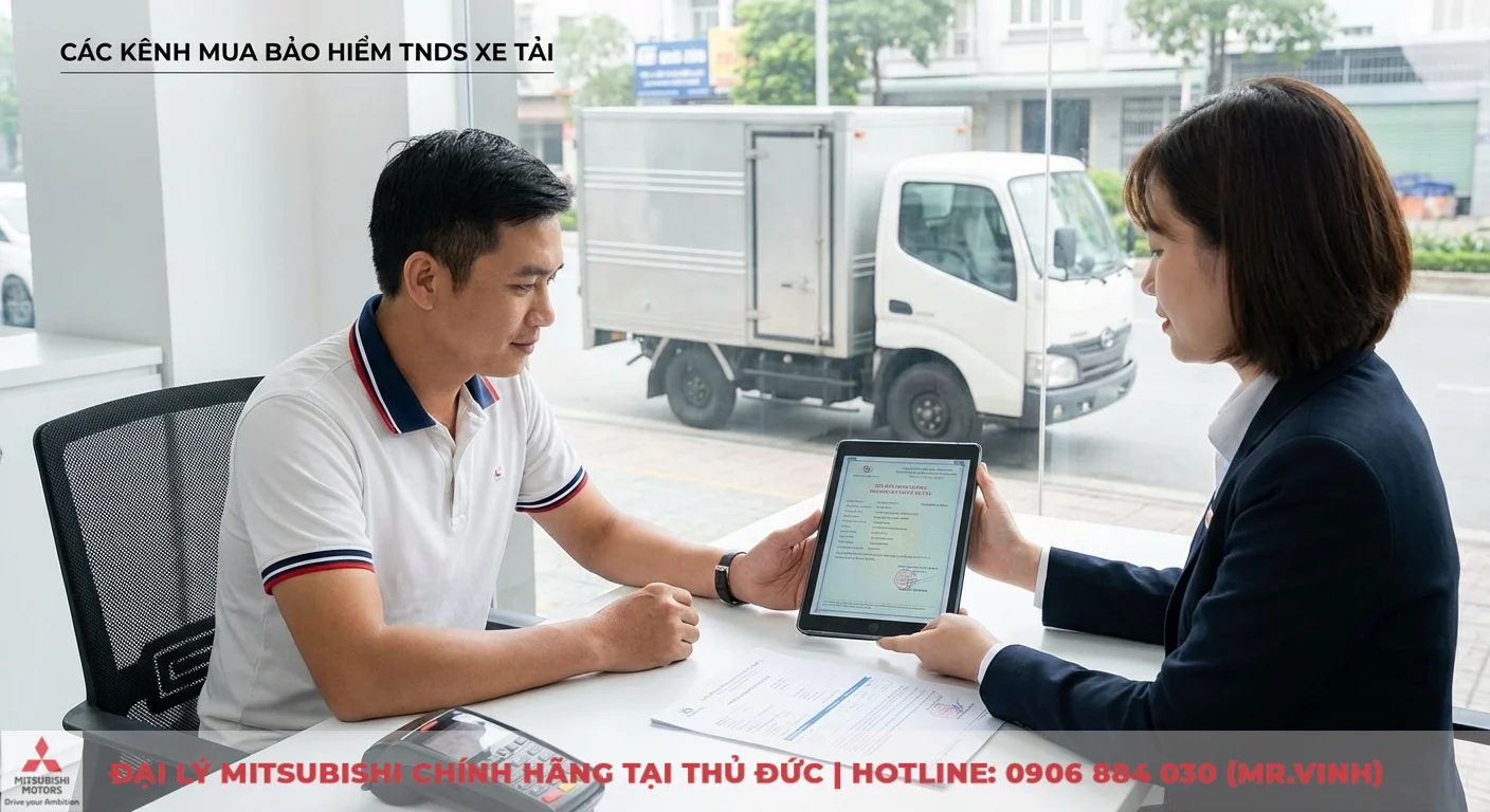 Bảo hiểm dân sự xe ô tô tải: biểu phí, quyền lợi & mua ở đâu? 2 Các kênh mua bảo hiểm TNDS xe tải qua tư vấn trực tiếp và nhận giấy chứng nhận điện tử trên máy tính bảng