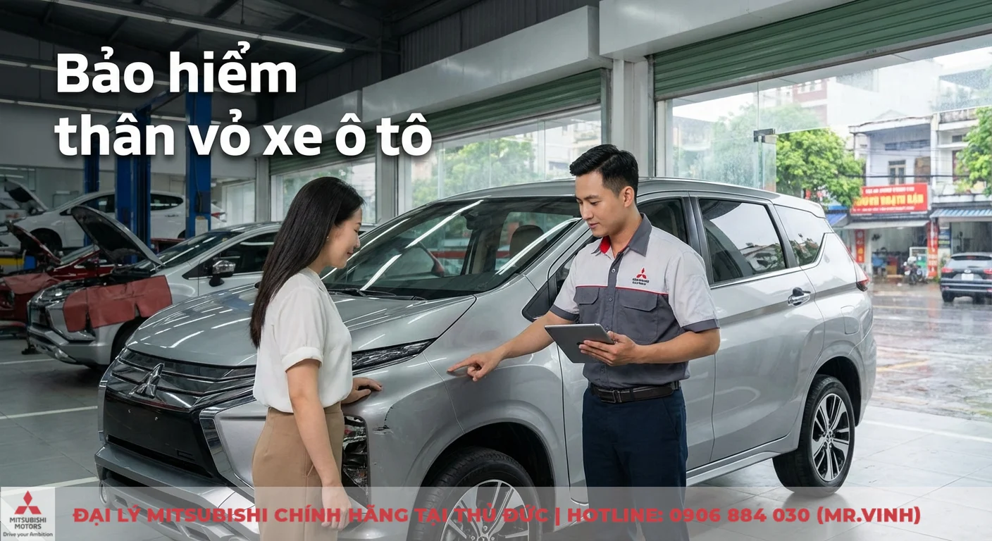 Bảo hiểm thân vỏ xe ô tô: Quyền lợi, phí & quy trình bồi thường 2 Bảo hiểm thân vỏ xe ô tô chi trả các thiệt hại vật chất do va chạm, với nhân viên đang tư vấn khách hàng về tình trạng hư hại xe