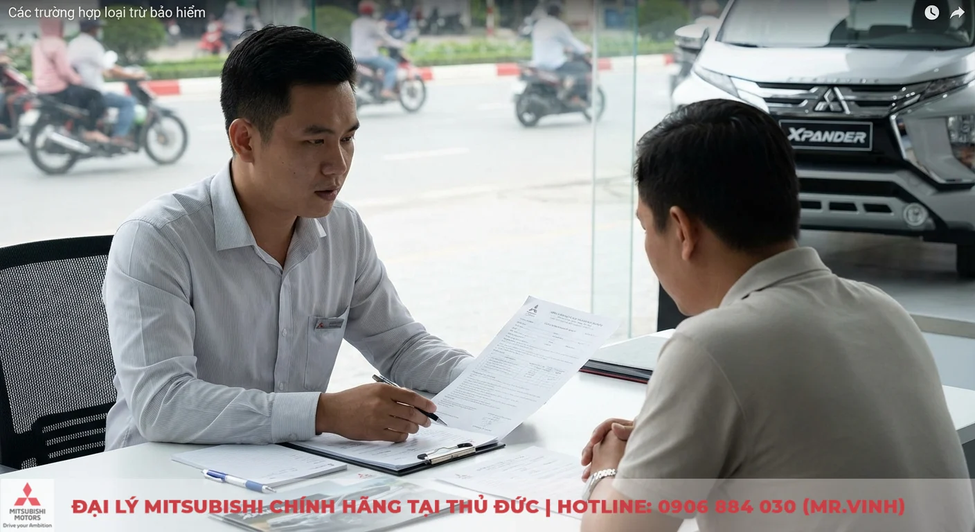 Bảo hiểm th&acirc;n vỏ với c&aacute;c trường hợp loại trừ được tư vấn v&agrave; l&agrave;m r&otilde; tr&ecirc;n hợp đồng khi mua xe Mitsubishi