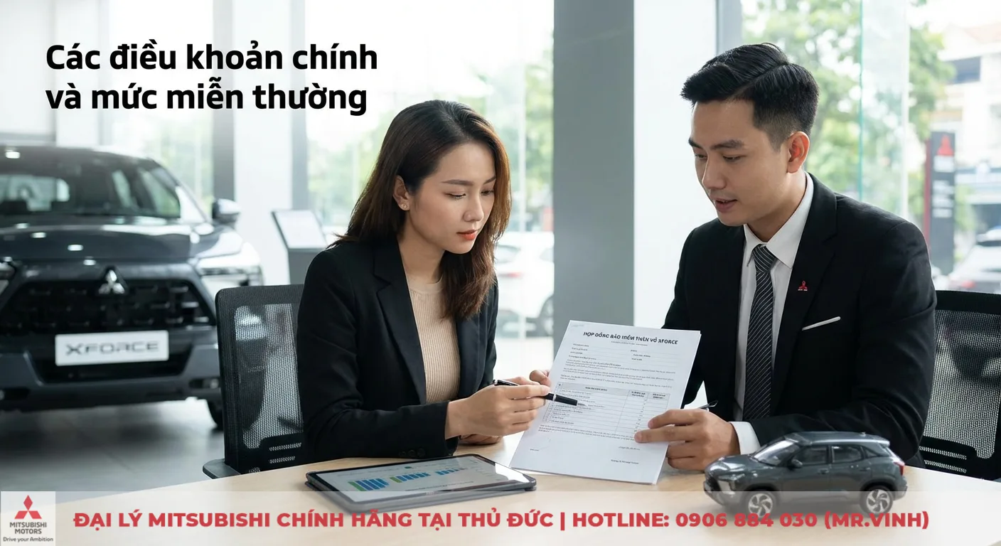 Bảo hiểm thân vỏ Xforce: Quyền lợi, điều khoản và bồi thường chi tiết 2 Hiểu rõ các điều khoản và mức miễn thường hợp đồng bảo hiểm thân vỏ Xforce qua tư vấn tại showroom