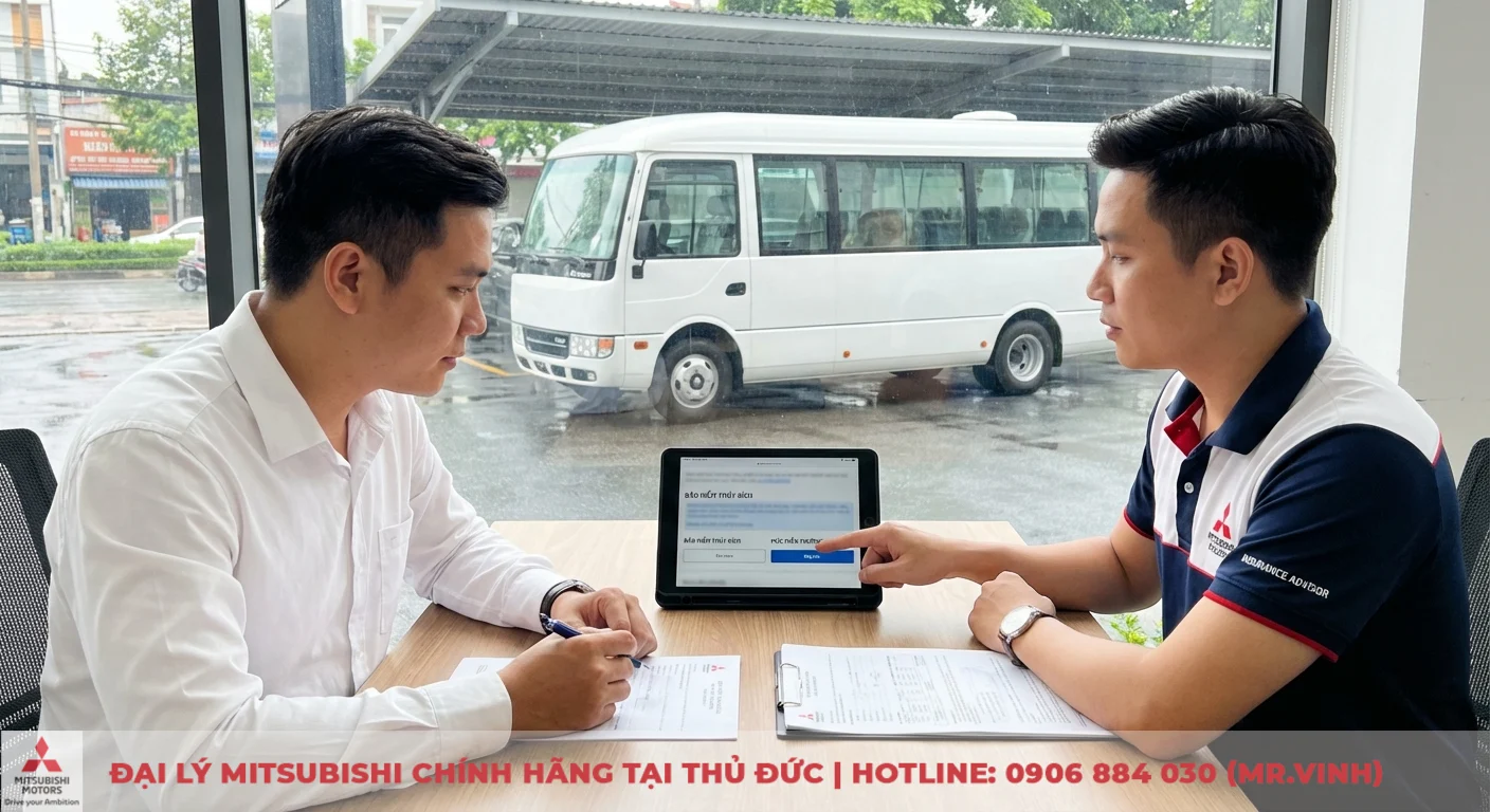 Bảo hiểm xe 16 chỗ kinh doanh: Phí bắt buộc, thân vỏ & bồi thường 2 Tư vấn về phí bảo hiểm xe 16 chỗ kinh doanh, các điều khoản bổ sung và mức miễn thường trên tablet và hồ sơ