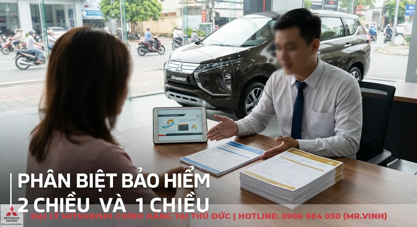 Tư vấn ph&acirc;n biệt bảo hiểm xe &ocirc; t&ocirc; 2 chiều v&agrave; 1 chiều tại showroom, gi&uacute;p kh&aacute;ch h&agrave;ng lựa chọn g&oacute;i ph&ugrave; hợp qua th&ocirc;ng tin tr&ecirc;n tablet v&agrave; t&agrave;i liệu