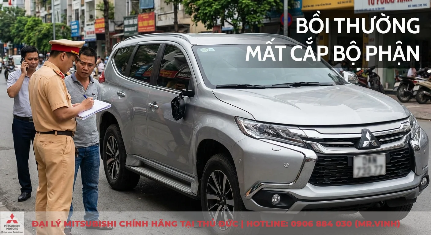 Bảo hiểm xe ô tô đền bù như thế nào? Trường hợp được, loại trừ & quy trình 2 Bảo hiểm xe ô tô bồi thường khi mất cắp bộ phận xe, như gương chiếu hậu, với cảnh sát đang lập biên bản sự việc