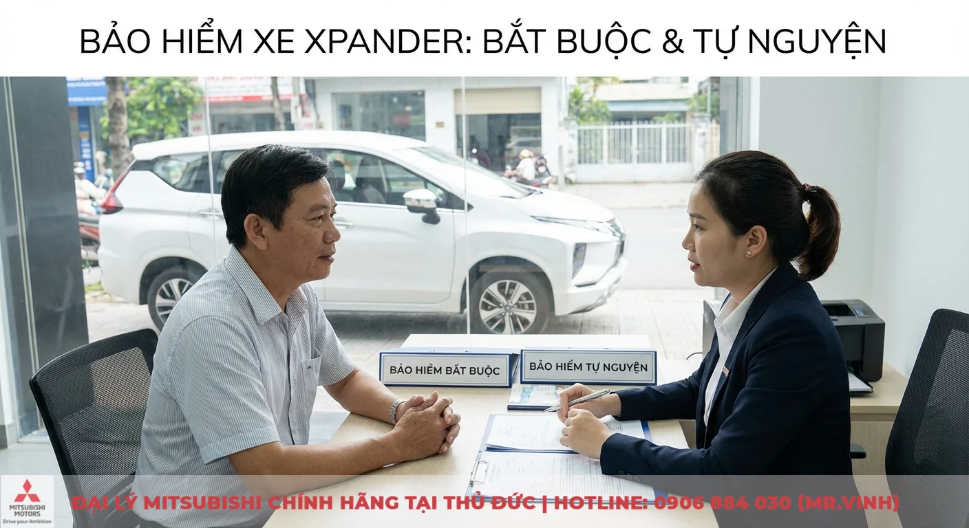 Bảo hiểm xe Xpander: chọn gói, phí & quy trình bồi thường 1 Chủ xe Xpander tìm hiểu bảo hiểm bắt buộc và tự nguyện qua bảng tên tại buổi tư vấn
