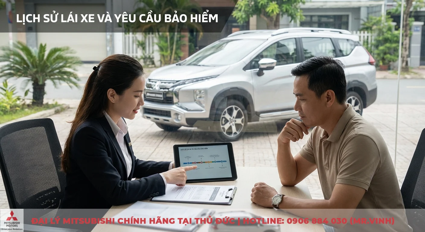 Bảo hiểm xe Xpander Cross: Phí, loại bắt buộc & thân vỏ 2 Yếu tố lịch sử lái xe ảnh hưởng phí bảo hiểm Xpander Cross, đang được tư vấn chi tiết bằng biểu đồ