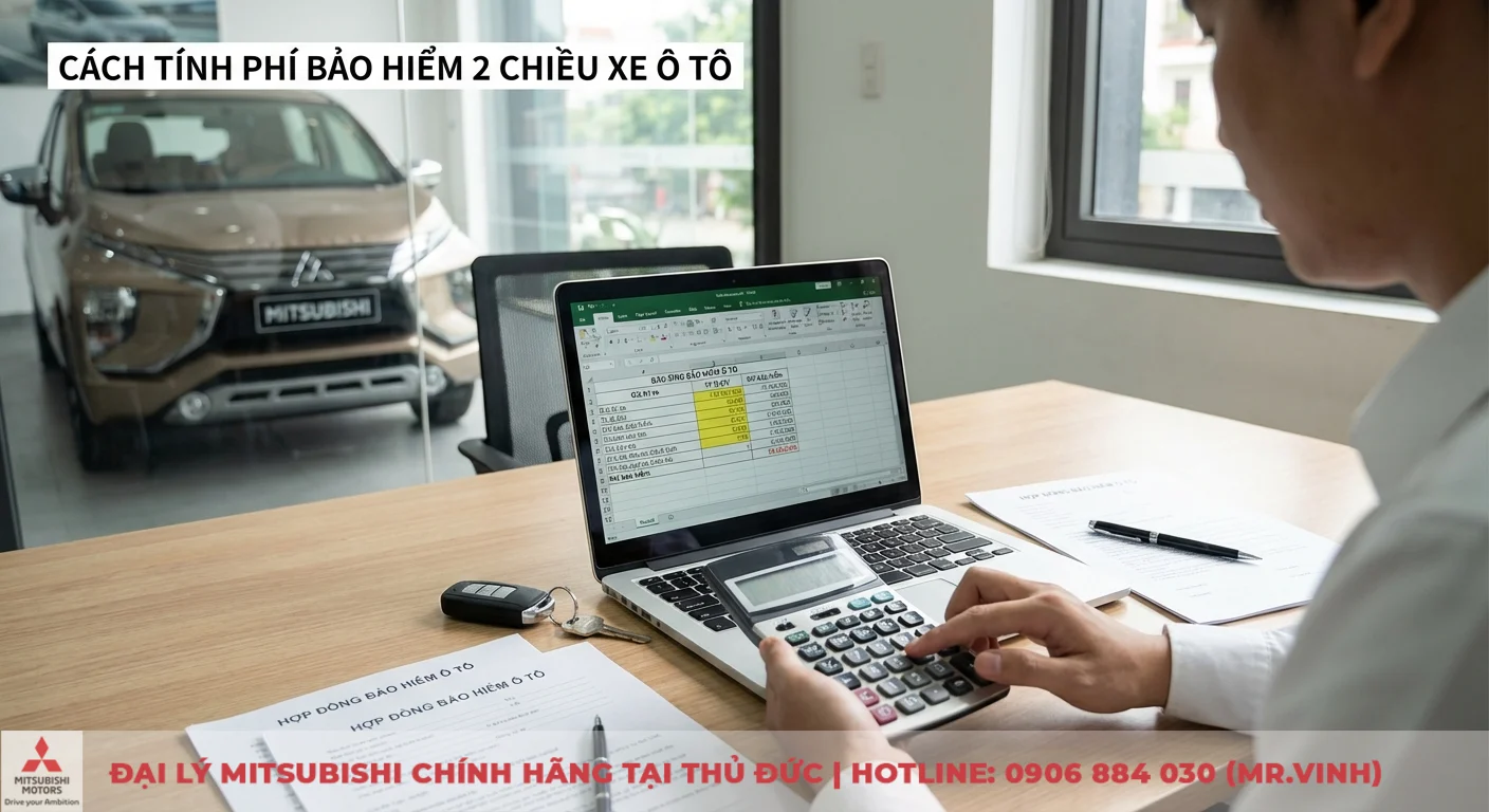 C&aacute;ch t&iacute;nh ph&iacute; bảo hiểm 2 chiều xe &ocirc; t&ocirc; dựa tr&ecirc;n gi&aacute; trị xe v&agrave; tỷ lệ ph&iacute; được thể hiện qua bảng t&iacute;nh Excel, m&aacute;y t&iacute;nh v&agrave; hợp đồng bảo hiểm