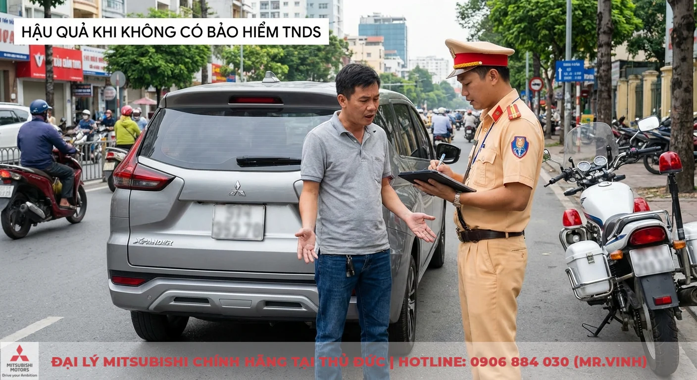 Phí bảo hiểm TNDS xe ô tô bao nhiêu? Biểu phí mới nhất 2026 3 Người lái ô tô bị cảnh sát giao thông xử phạt vì không có bảo hiểm TNDS bắt buộc