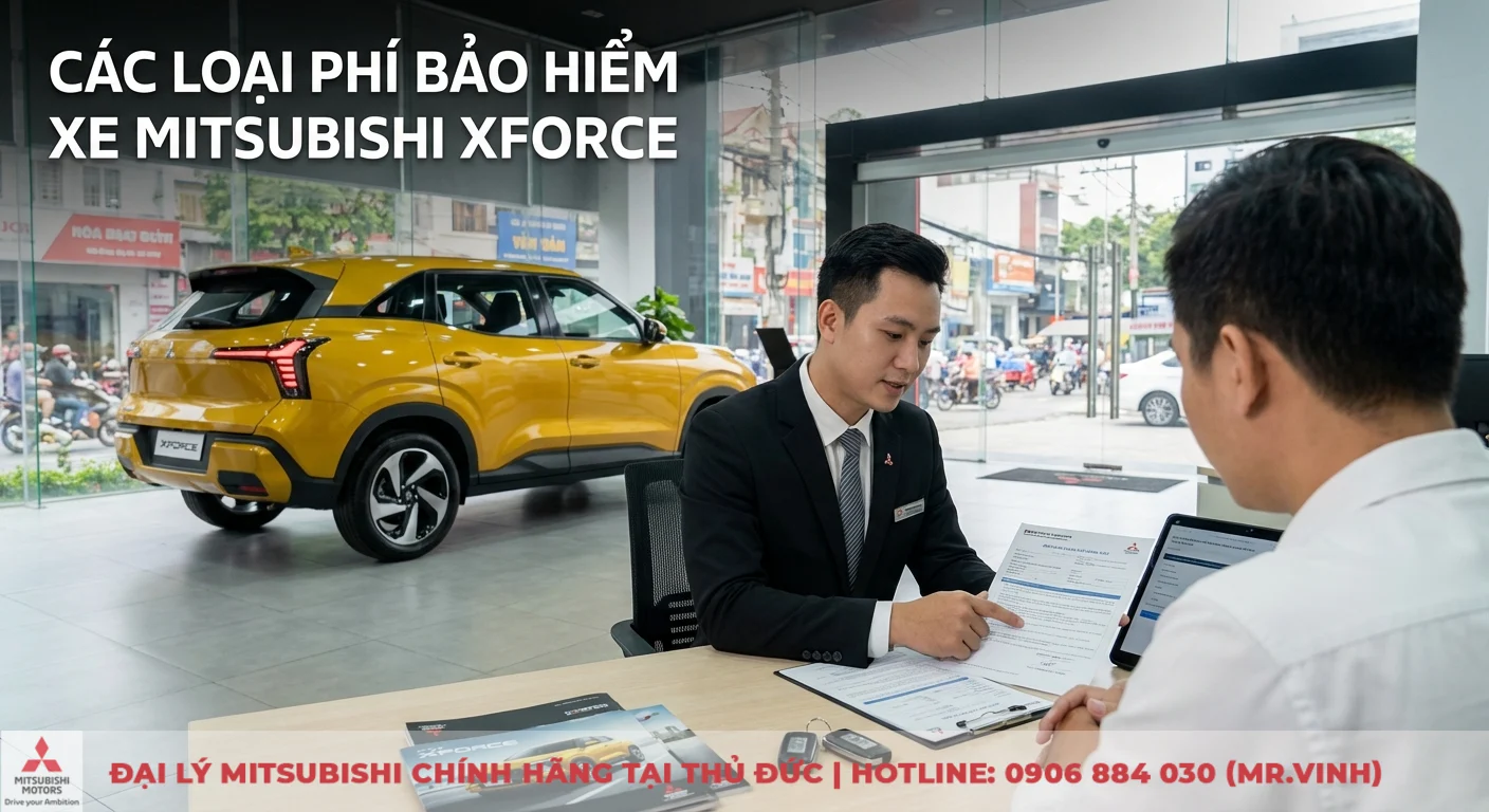 Ph&iacute; bảo hiểm xe Mitsubishi Xforce: tư vấn chi tiết về c&aacute;c loại v&agrave; quyền lợi bảo vệ to&agrave;n diện tại showroom