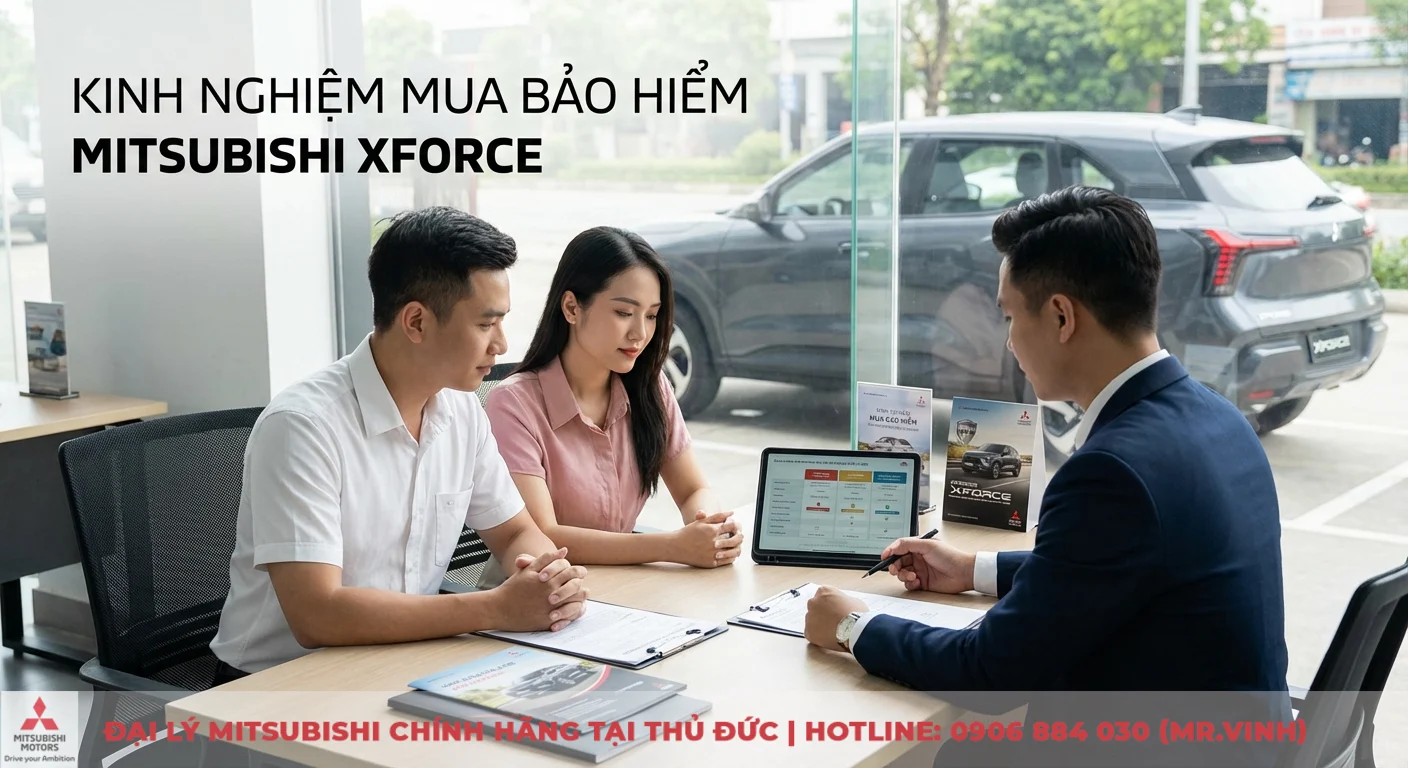 Kinh nghiệm mua bảo hiểm xe Mitsubishi Xforce: tư vấn vi&ecirc;n giới thiệu c&aacute;c g&oacute;i bảo hiểm, so s&aacute;nh quyền lợi tr&ecirc;n m&aacute;y t&iacute;nh bảng v&agrave; hợp đồng