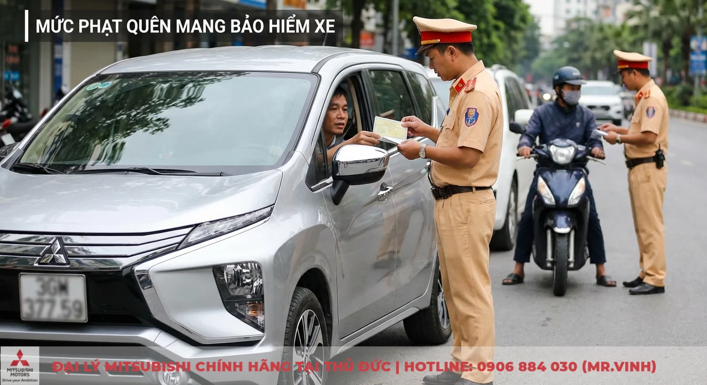 Mức phạt qu&ecirc;n mang bảo hiểm xe &ocirc; t&ocirc; v&agrave; xe m&aacute;y khi bị cảnh s&aacute;t giao th&ocirc;ng kiểm tra, xử phạt theo quy định