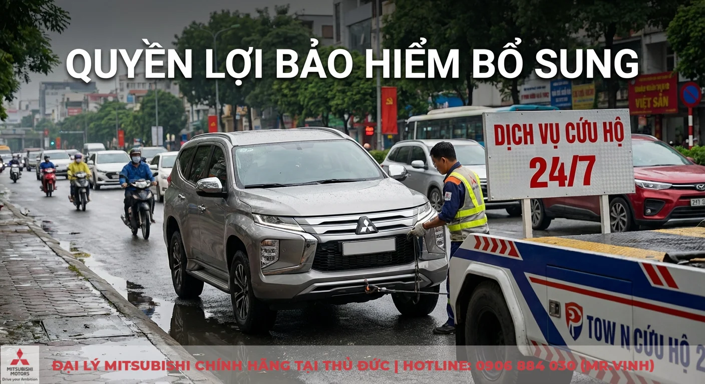 Quyền lợi bảo hiểm bổ sung với dịch vụ cứu hộ 24/7 gi&uacute;p xe &ocirc; t&ocirc; được hỗ trợ kịp thời khi gặp sự cố tr&ecirc;n đường