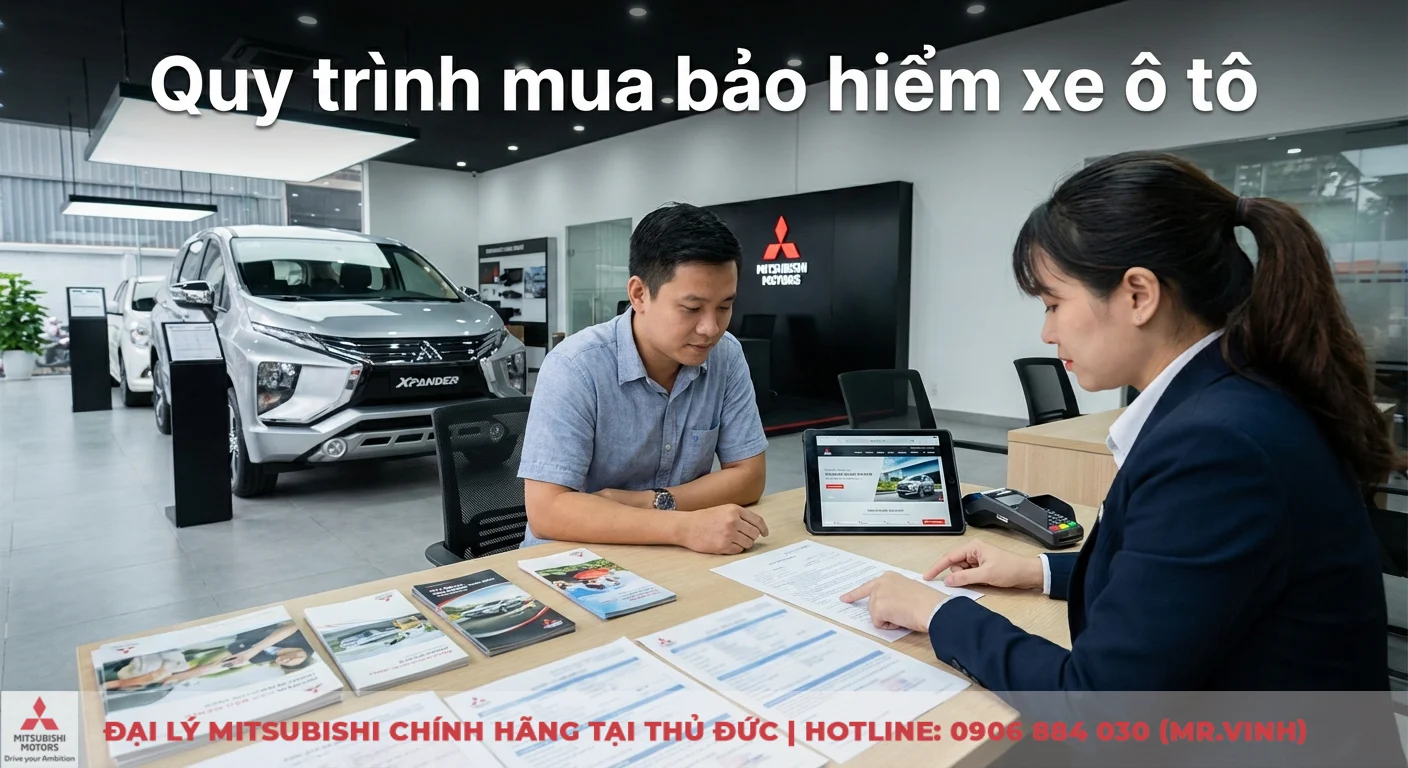 Thủ tục làm bảo hiểm xe ô tô: Bắt buộc, thân vỏ và hồ sơ 2 Quy trình mua bảo hiểm xe ô tô với khách hàng đang được tư vấn, xem xét hồ sơ và hợp đồng tại đại lý