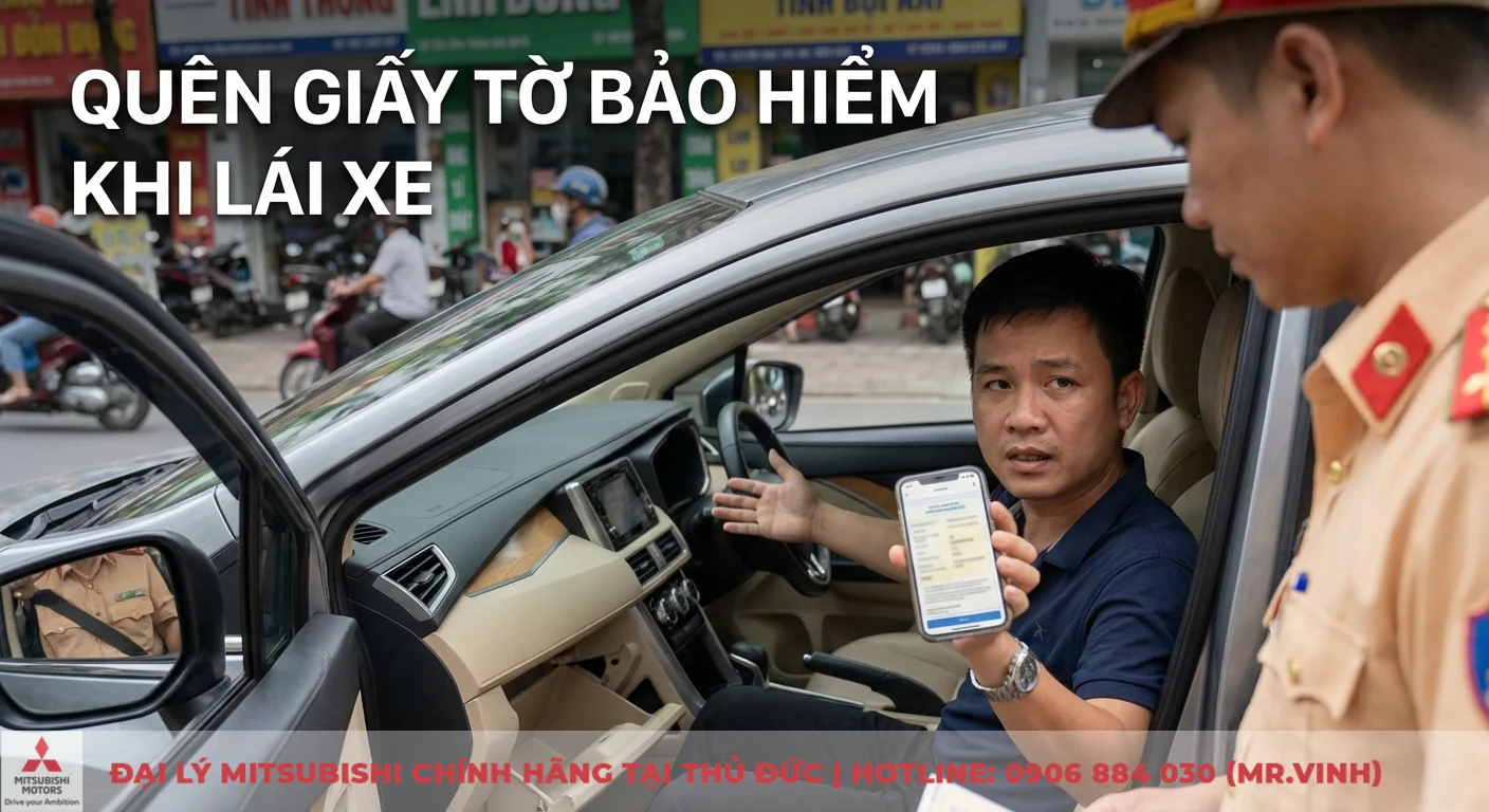 Qu&ecirc;n giấy tờ bảo hiểm khi l&aacute;i xe, t&agrave;i xế xuất tr&igrave;nh bản điện tử cho cảnh s&aacute;t giao th&ocirc;ng kiểm tra