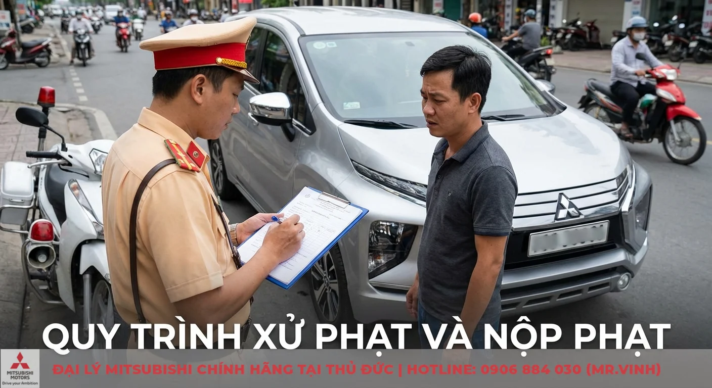 Quy tr&igrave;nh xử phạt v&agrave; nộp phạt khi cảnh s&aacute;t giao th&ocirc;ng lập bi&ecirc;n bản vi phạm với người điều khiển phương tiện