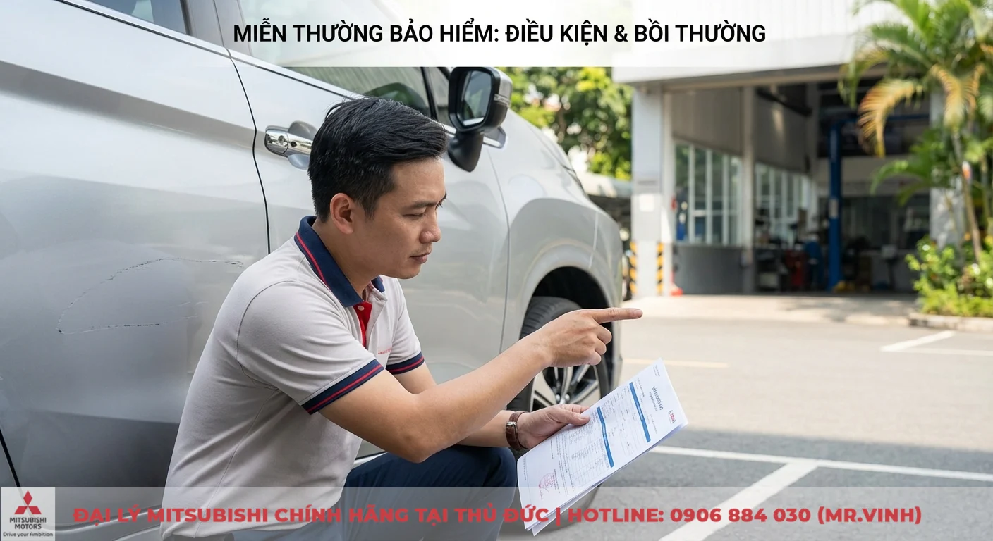 Miễn thường bảo hiểm xe v&agrave; điều kiện bồi thường xước, người đ&agrave;n &ocirc;ng xem x&eacute;t điều khoản hợp đồng cạnh xe bị trầy