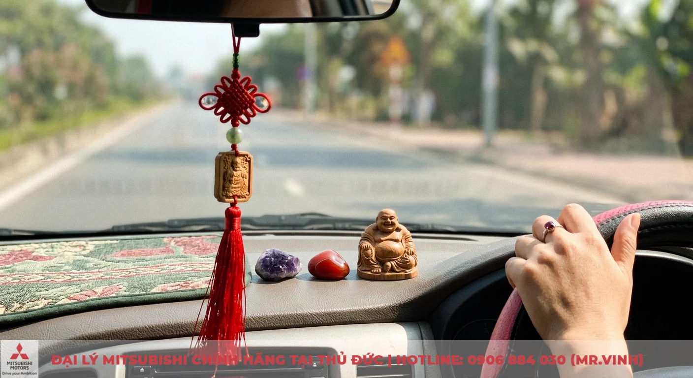 Mua xe màu gì cho tuổi Đinh Sửu? Chọn Mitsubishi hợp mệnh Hỏa, tài lộc 3 Hóa giải màu xe không hợp phong thủy với vật phẩm: tượng Phật gỗ, đá thạch anh tím, mã não đỏ và móc khóa treo gương xe