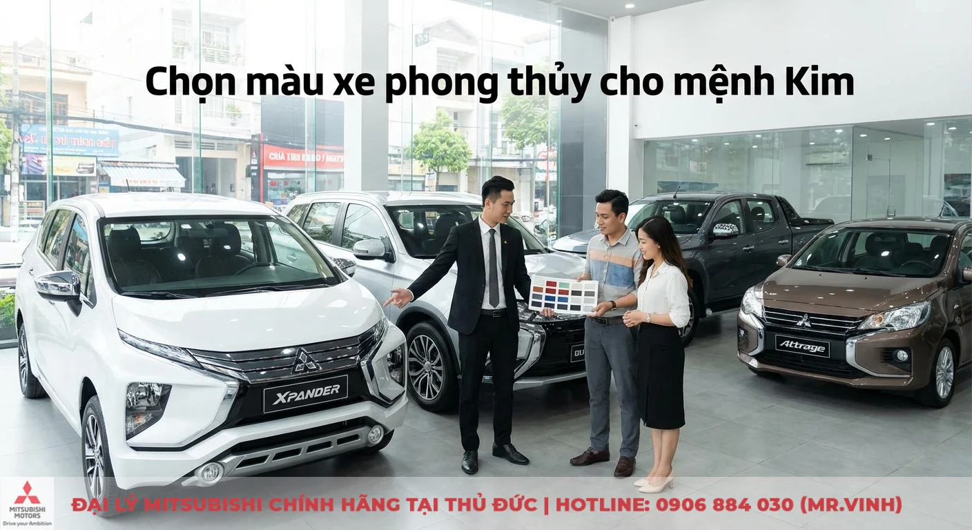 Mệnh Kim nên mua xe ô tô màu gì: chọn màu hợp phong thủy cập nhật 2026 3 Các mẫu xe Mitsubishi có màu hợp mệnh Kim, khách hàng được tư vấn và xem màu thực tế tại showroom