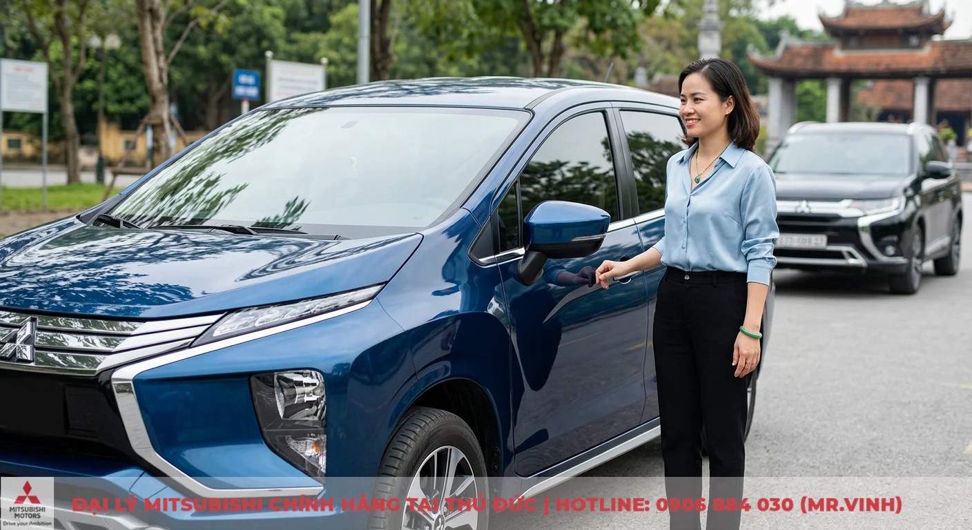 Nữ 1982 mua xe màu gì hợp mệnh Đại Khê Thủy? Hút tài lộc, bình an 2 Màu xe tương sinh đen và xanh dương hợp mệnh Thủy, hút tài lộc, được minh họa bằng Mitsubishi Xpander xanh và Outlander đen