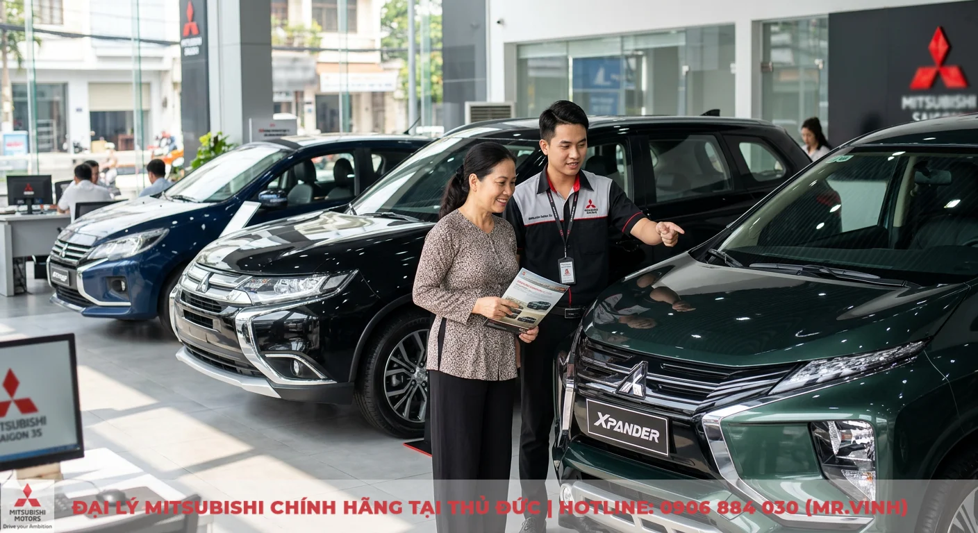 Nữ tuổi Nhâm Tý chọn màu xe hợp phong thủy: Tư vấn Mitsubishi 2 Lời khuyên chọn màu xe Mitsubishi Xpander phù hợp phong thủy: nhân viên tư vấn giới thiệu màu xanh lục cho khách hàng nữ