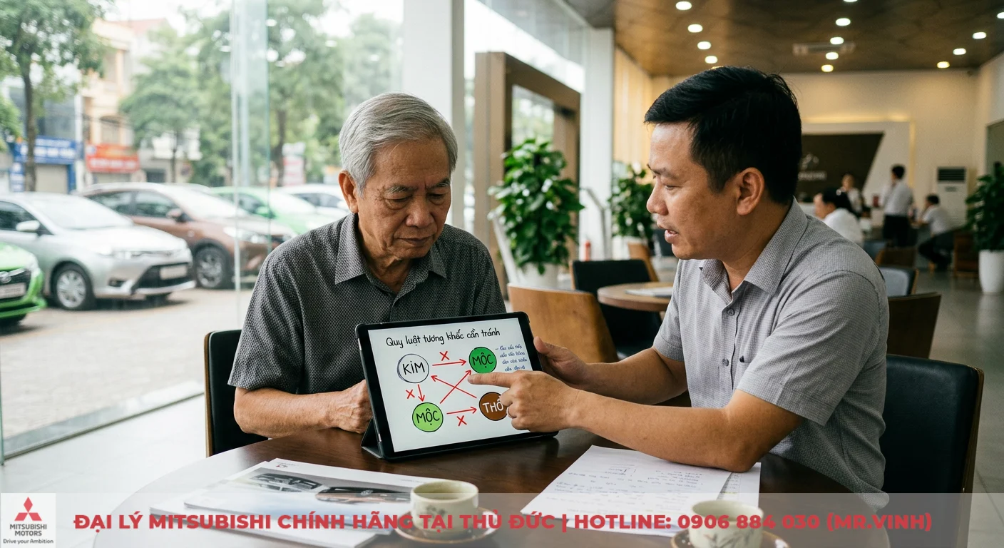 Sinh năm 1959 hợp màu xe gì? Tư vấn phong thủy Kỷ Hợi 2 Quy luật tương khắc cần tránh trong ngũ hành khi chọn màu xe, được tư vấn qua biểu đồ trên máy tính bảng với ô tô phía sau