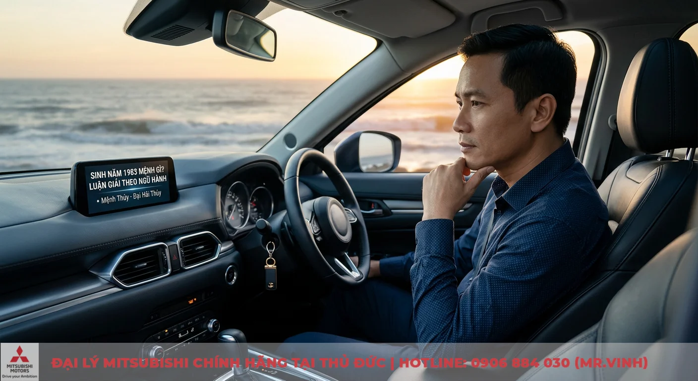 Sinh năm 1983 mua xe màu gì: Chọn màu hợp phong thủy, may mắn 1 Mệnh của người sinh năm 1983 theo ngũ hành là Mệnh Thủy (Đại Hải Thủy), hiển thị trên màn hình xe ô tô bên bờ biển