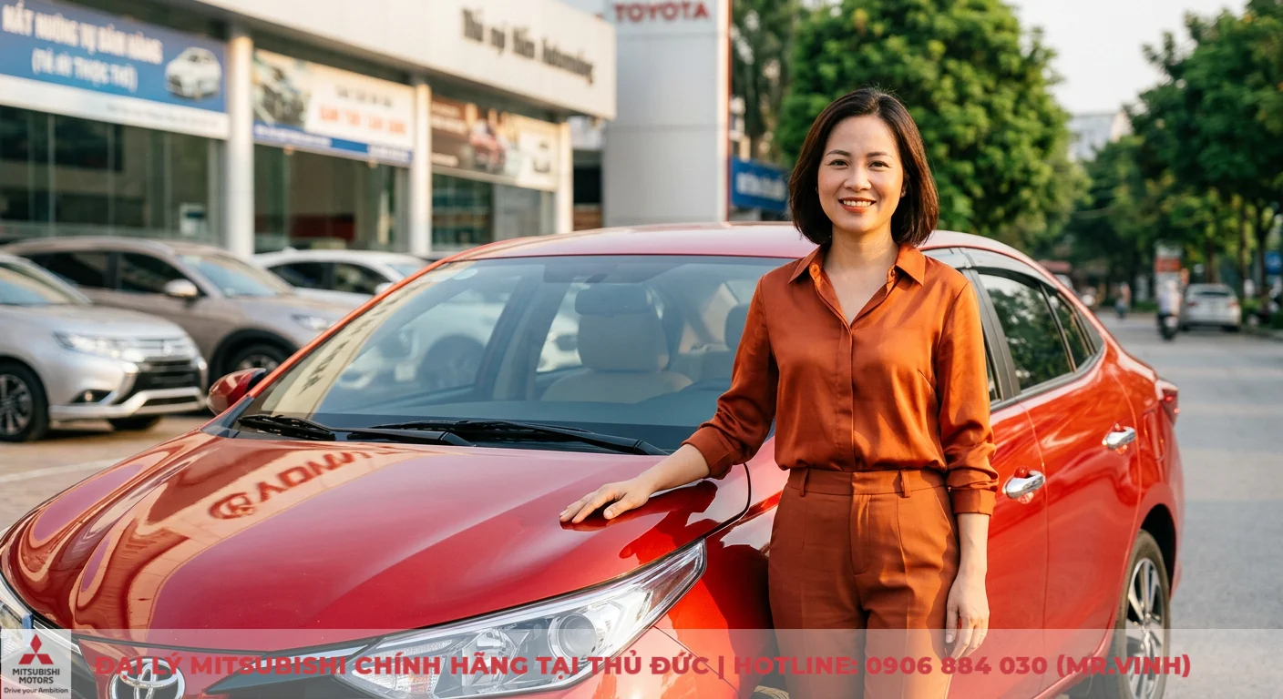 Sinh năm 1987 mua xe màu gì hợp phong thủy, vượng tài lộc? 1 Lựa chọn màu xe hợp mệnh Ngũ Hành cho tuổi Đinh Mão 1987, với chiếc ô tô màu đỏ tại showroom Toyota